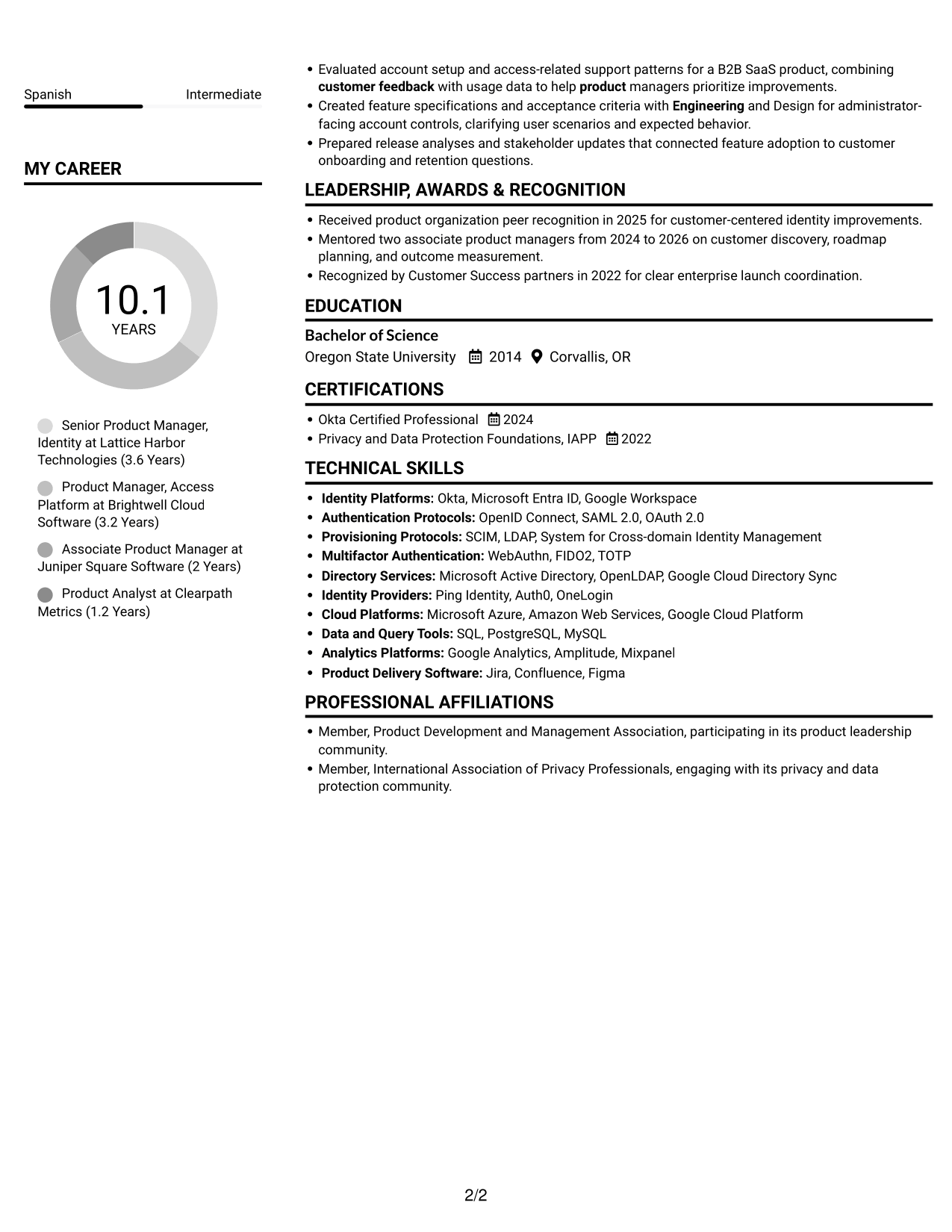 Resume example — page 2