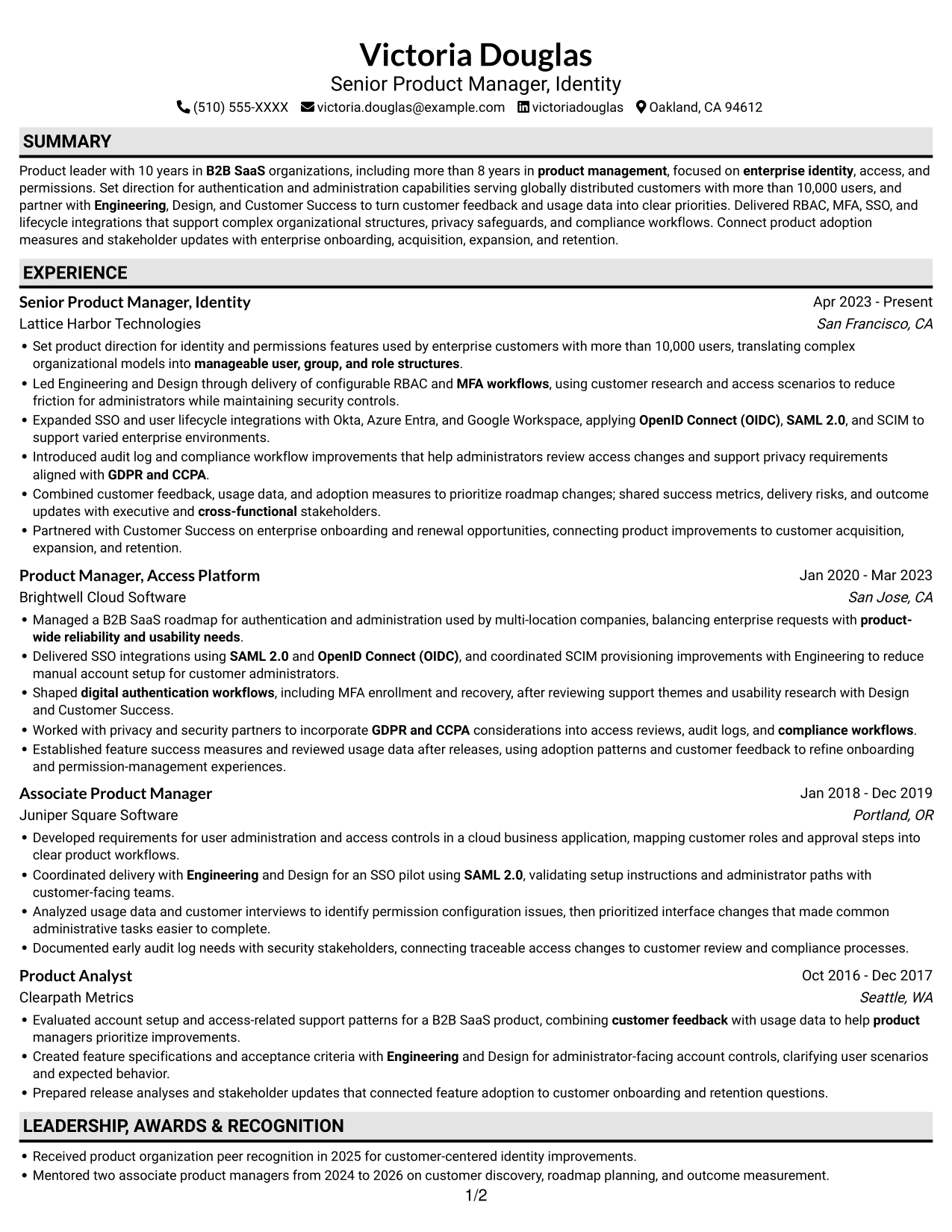 Resume example — page 1
