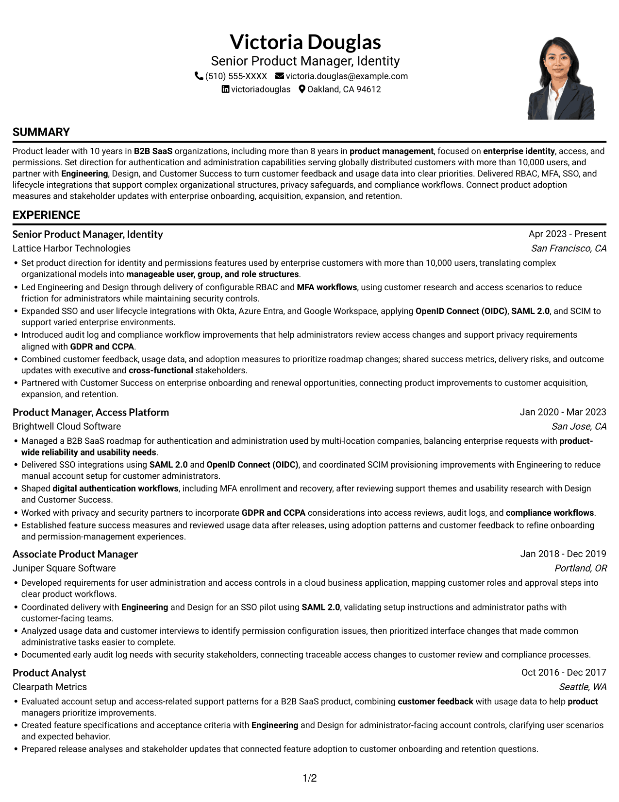 Resume example — page 1