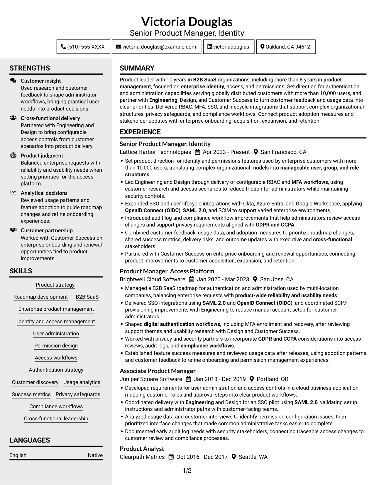 Resume example — page 1