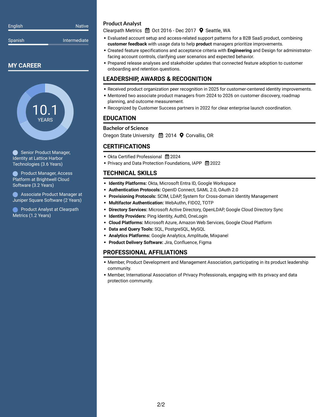 Resume example — page 2