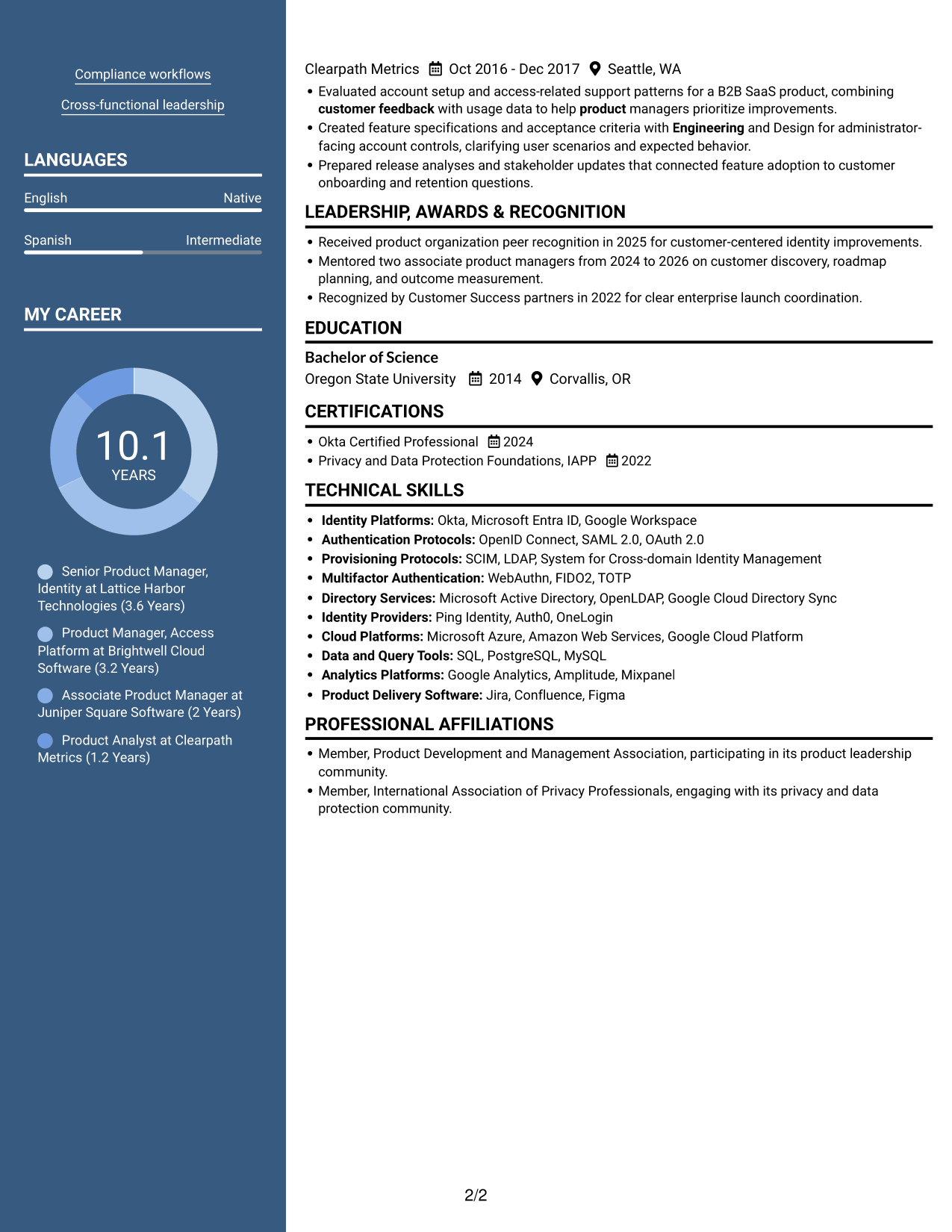 Resume example — page 2