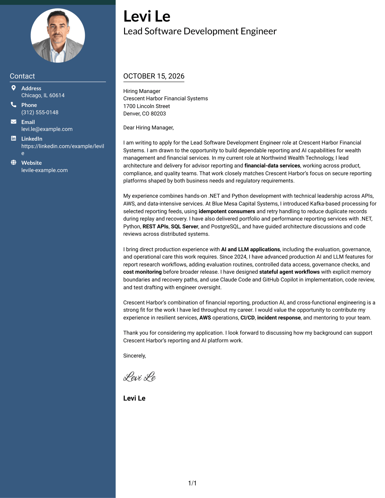 Cover letter example — page 1