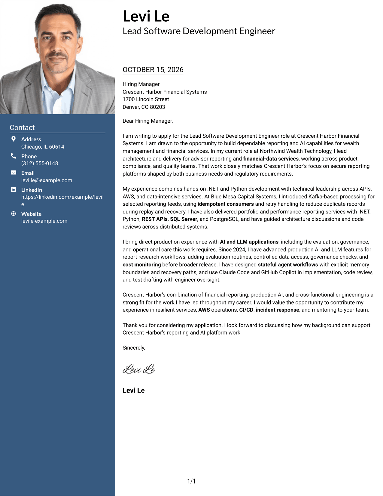 Cover letter example — page 1
