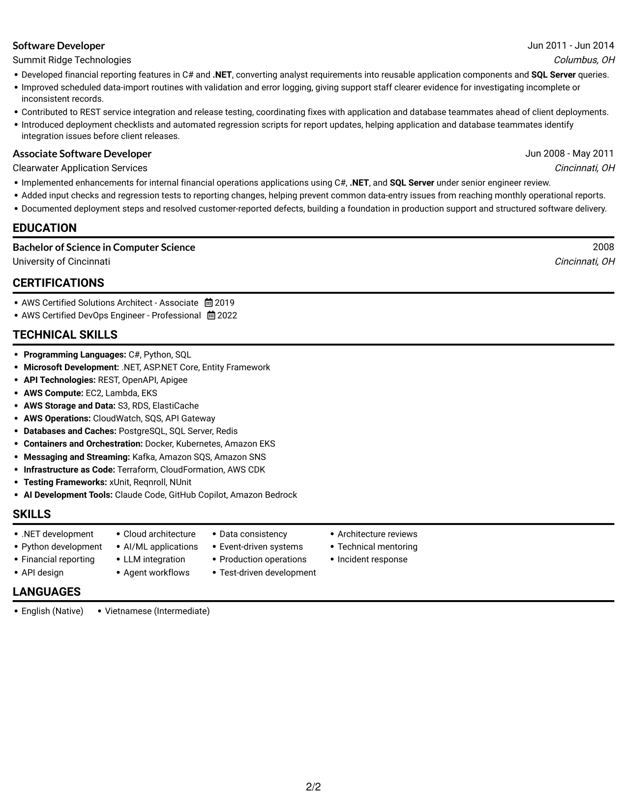 Resume example — page 2