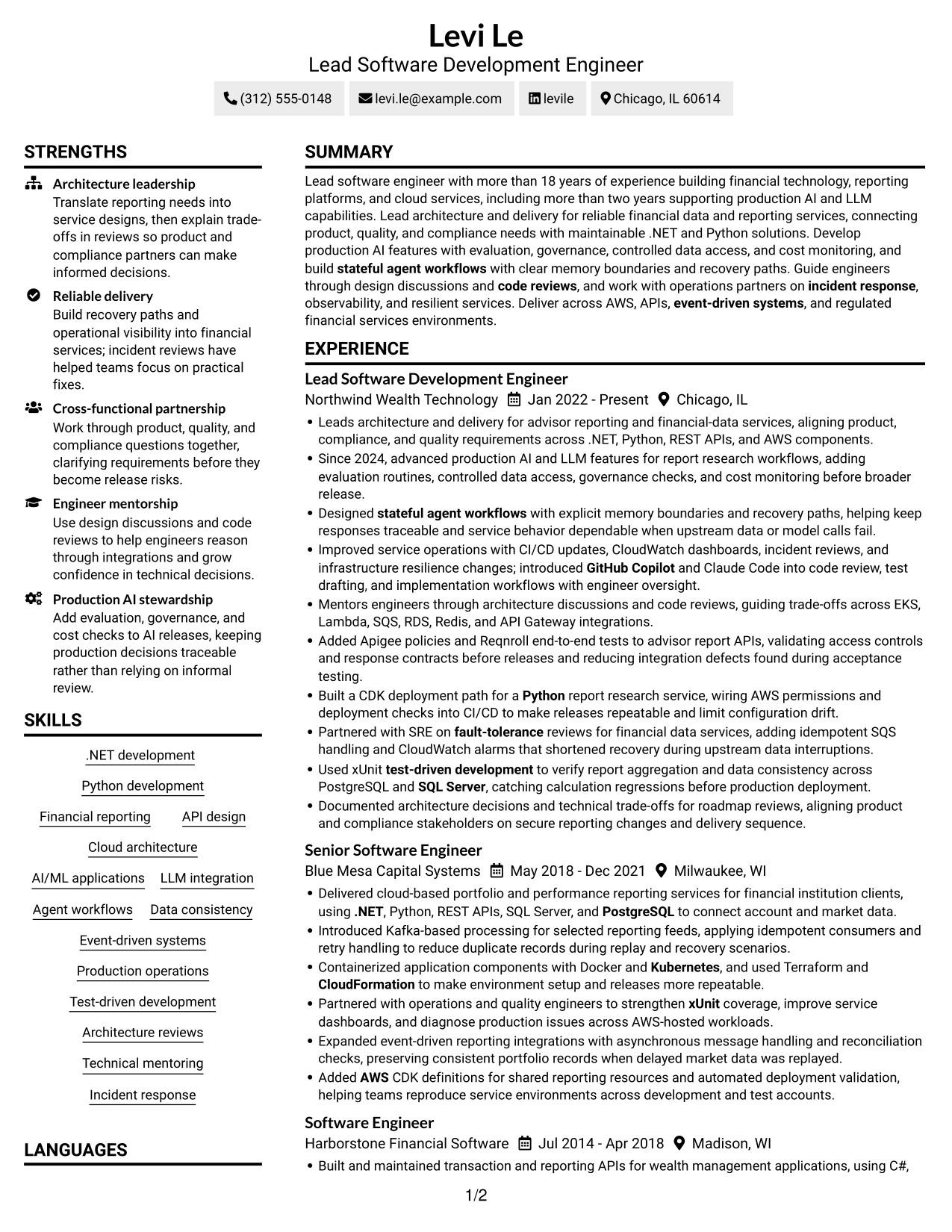 Resume example — page 1