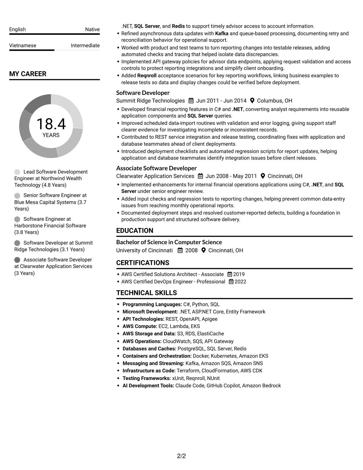 Resume example — page 2