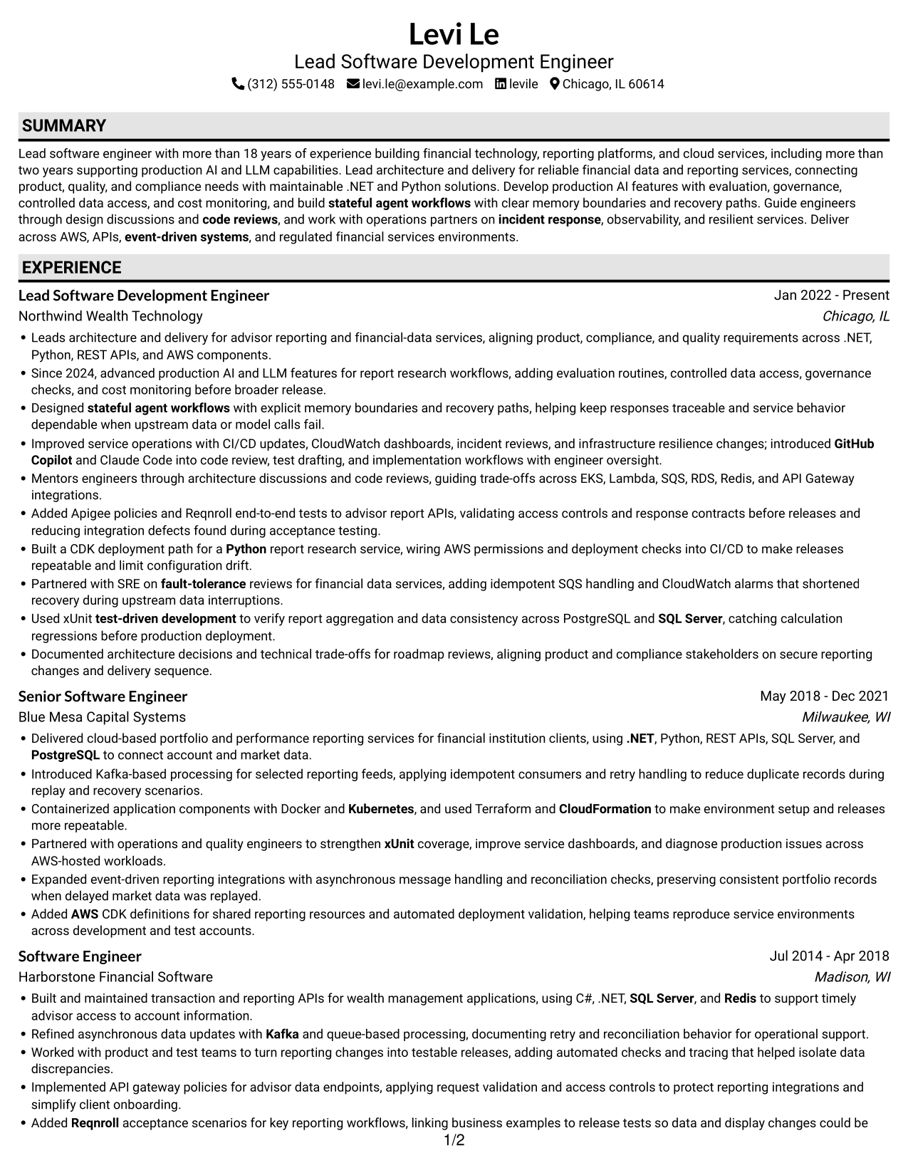 Resume example — page 1