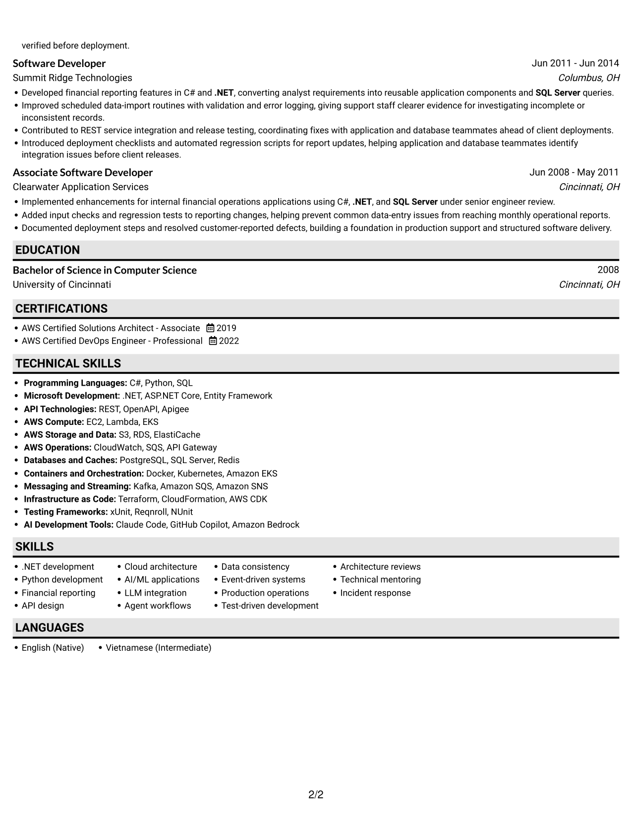 Resume example — page 2