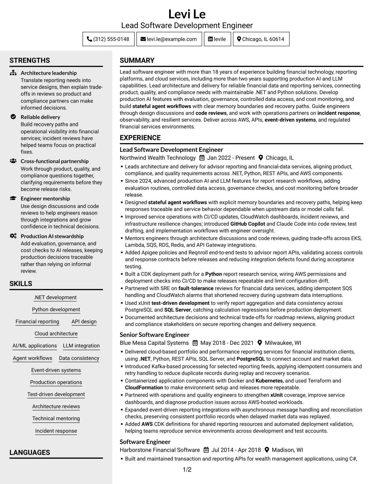 Resume example — page 1