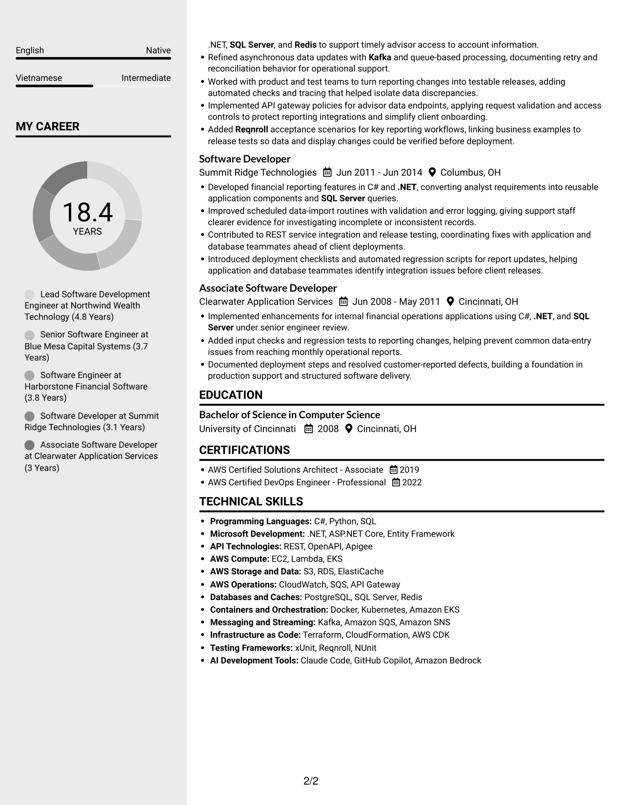 Resume example — page 2