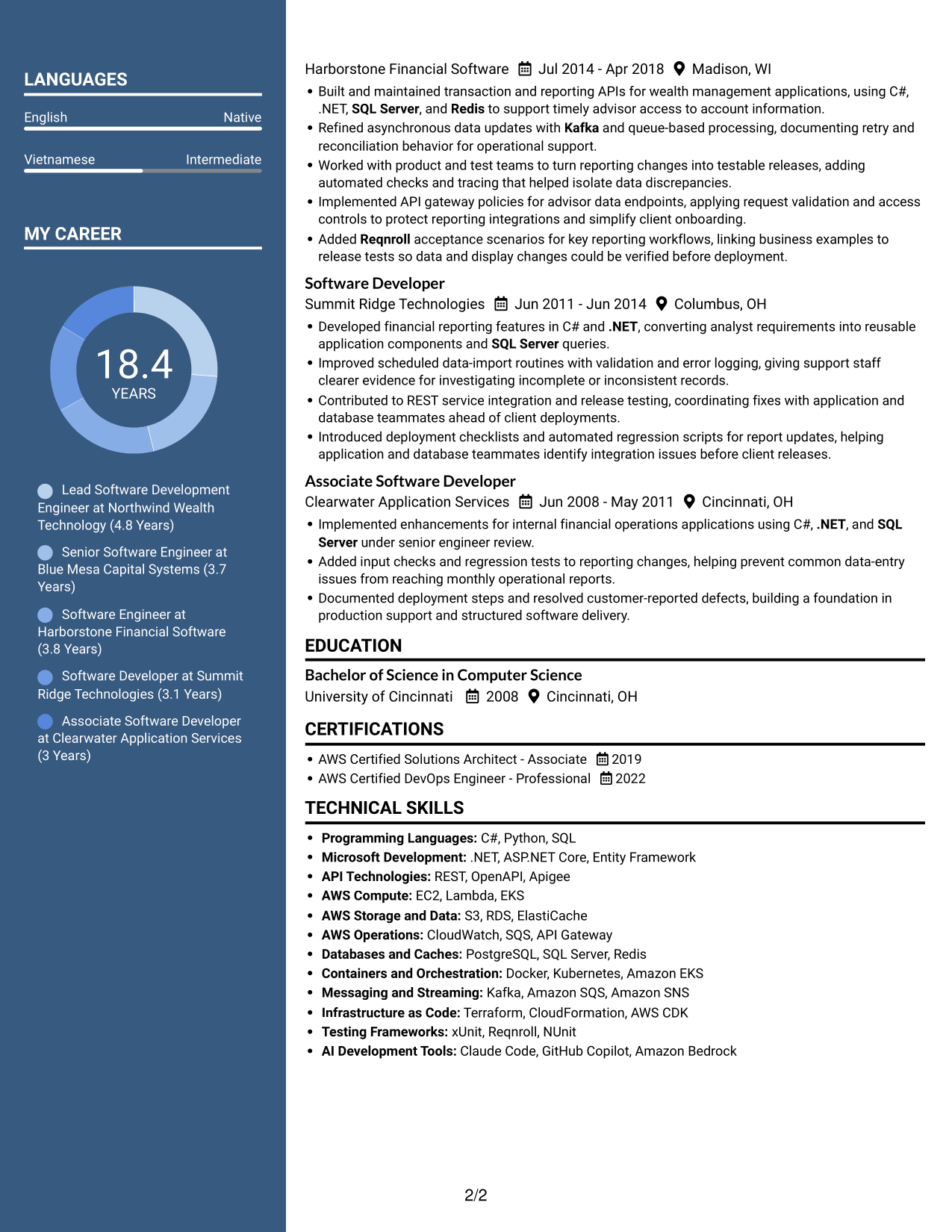 Resume example — page 2
