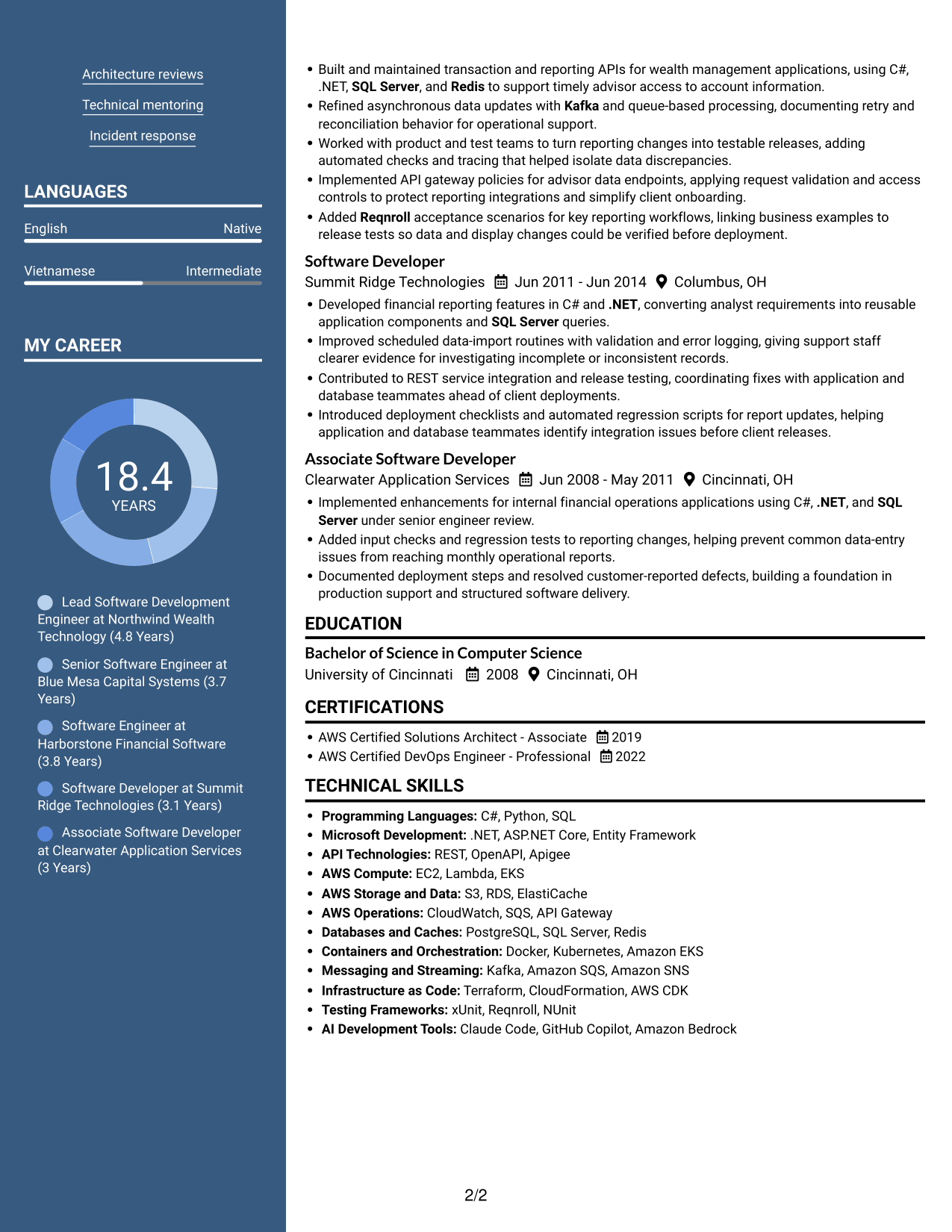 Resume example — page 2