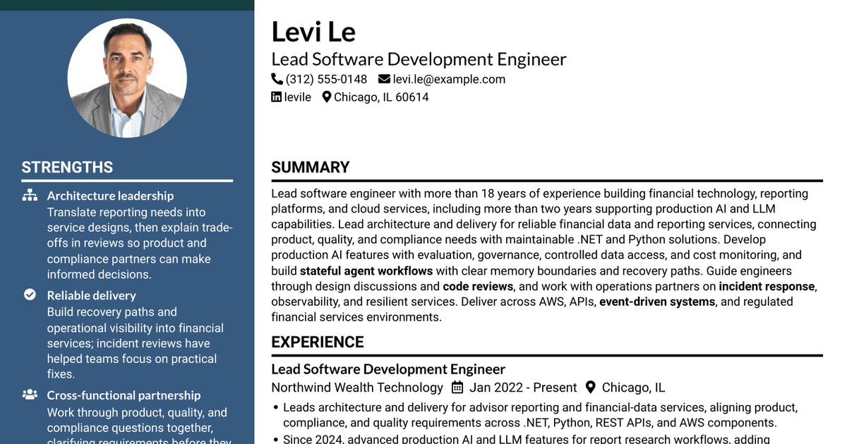 7 Lead Software Development Engineer - AI/ML Reporting Resume Templates with Example