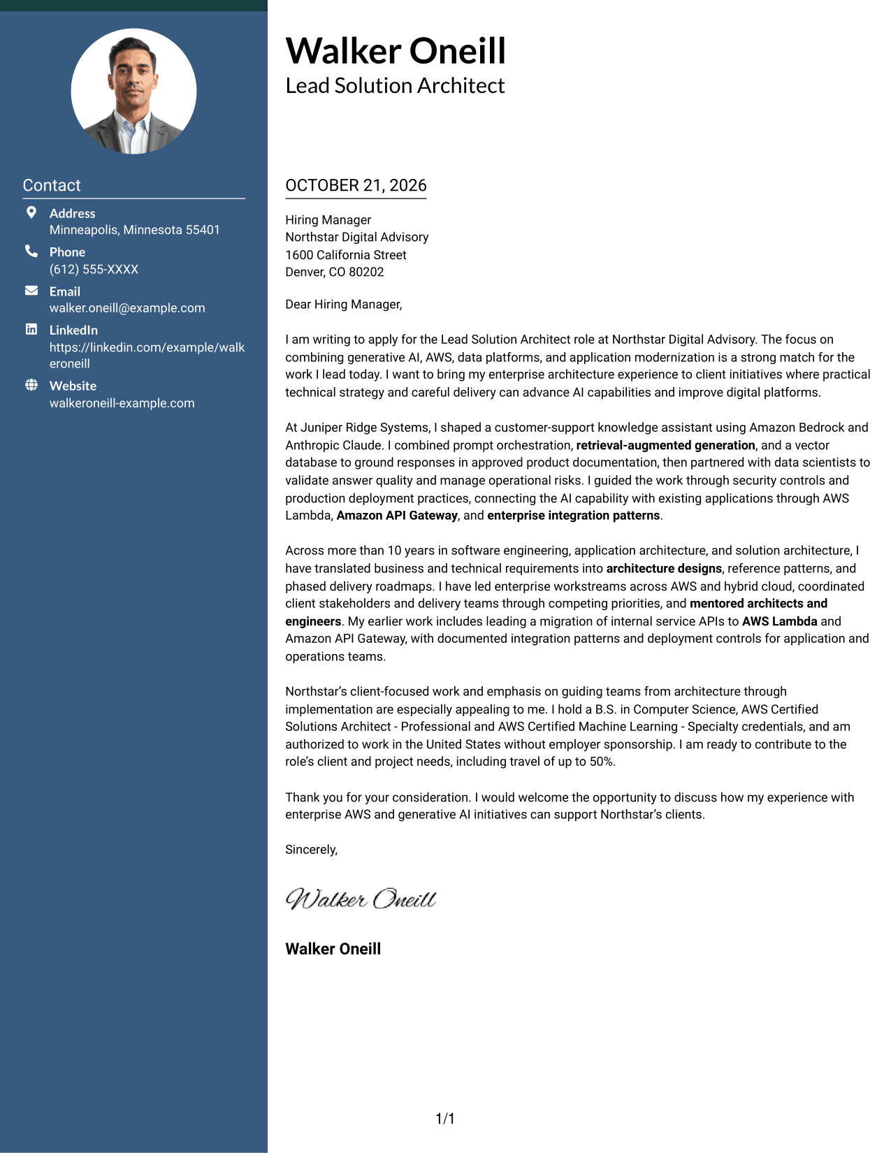 Cover letter example — page 1