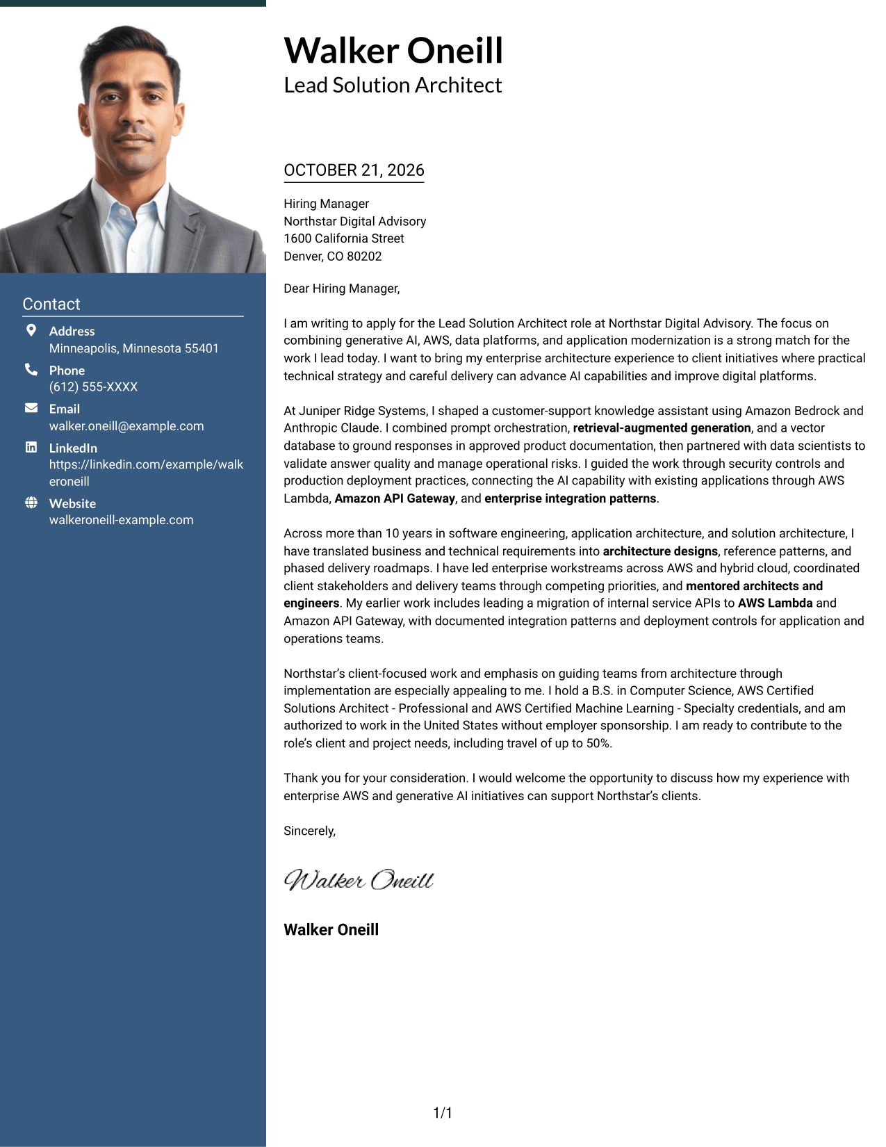 Cover letter example — page 1