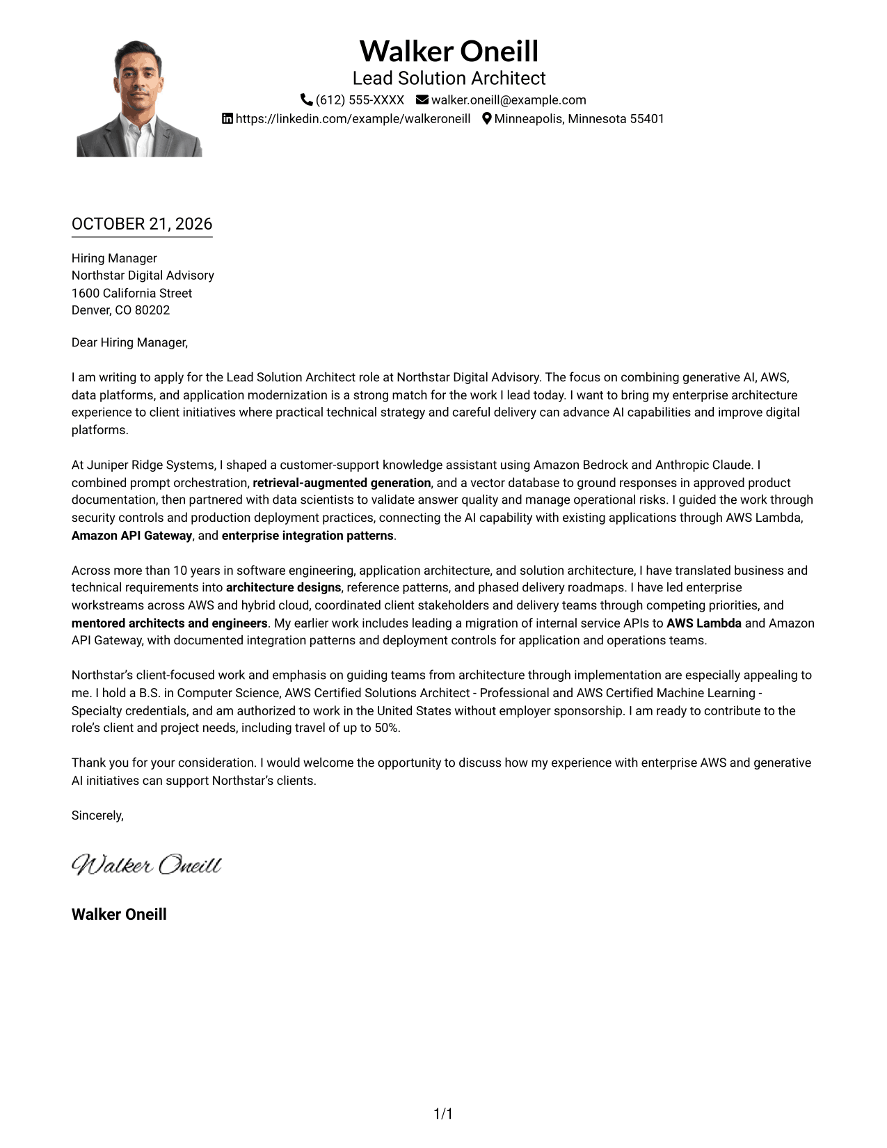 Cover letter example — page 1