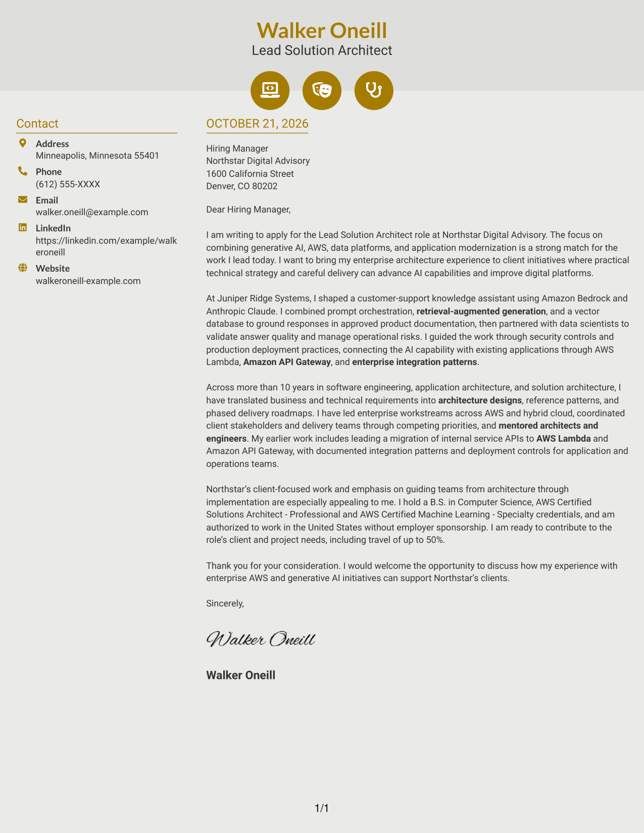 Cover letter example — page 1