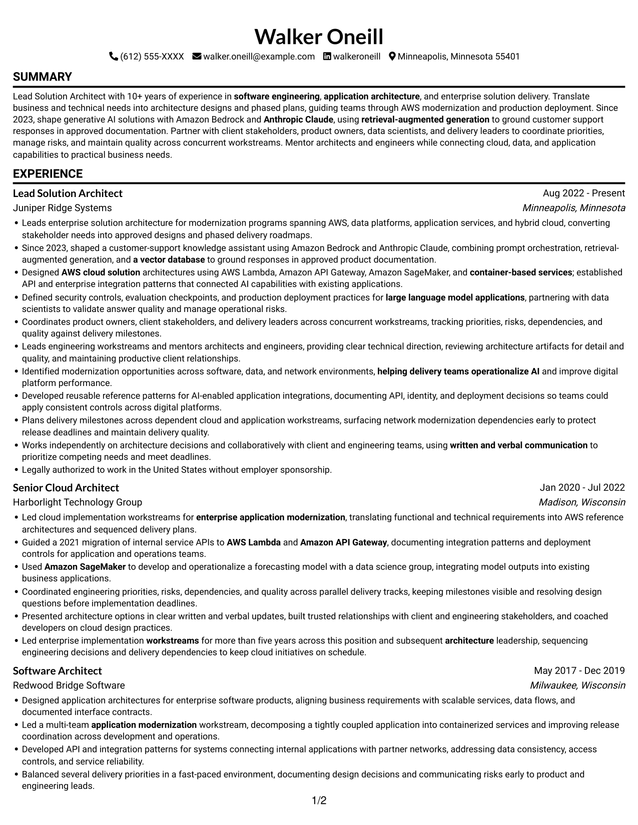 Resume example — page 1