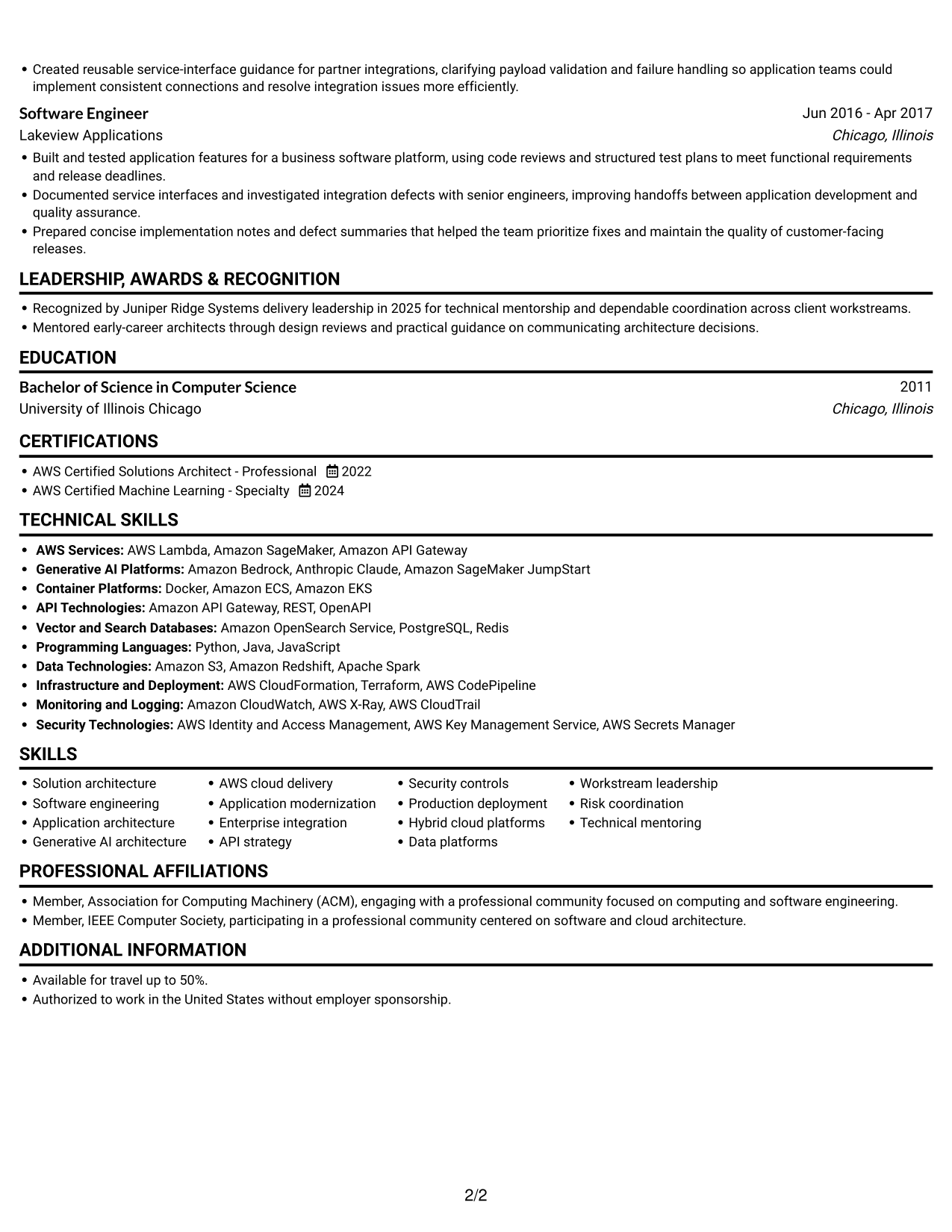 Resume example — page 2