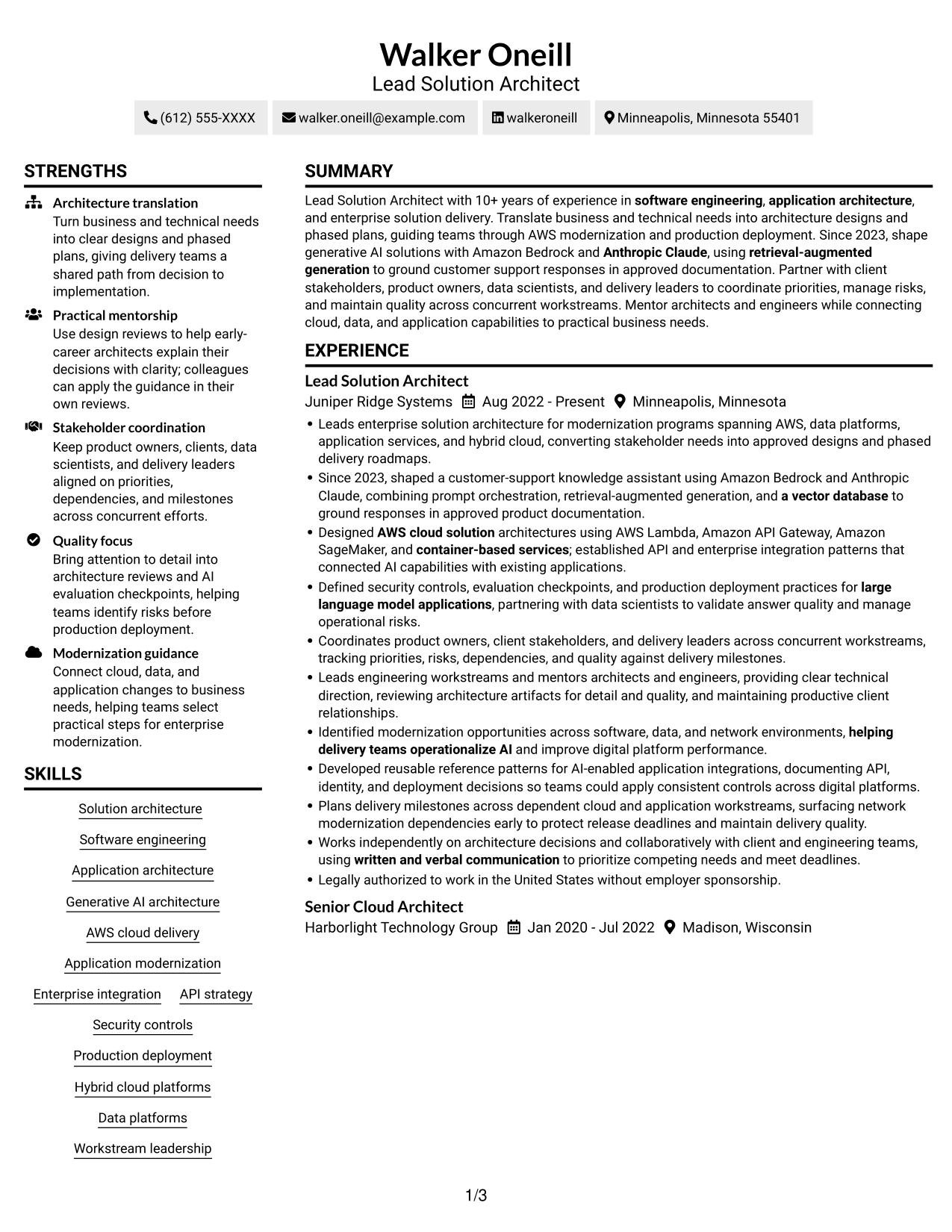 Resume example — page 1