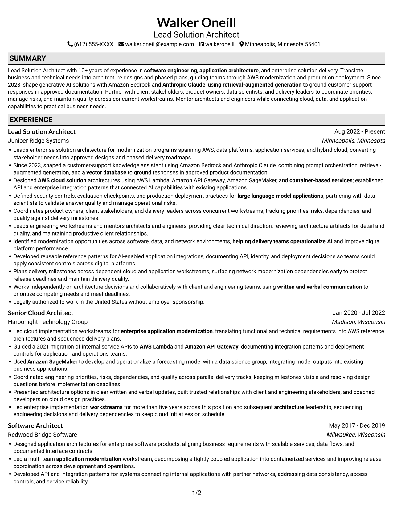 Resume example — page 1