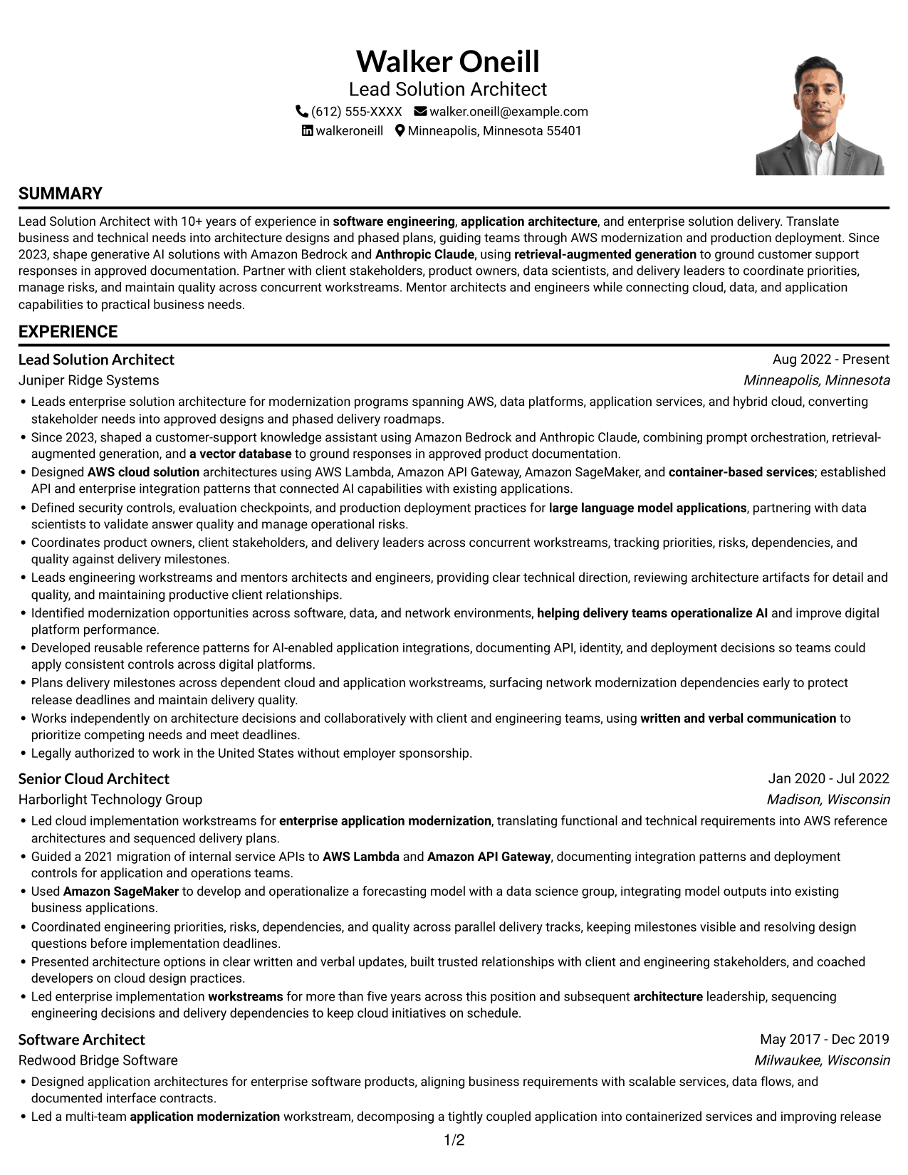 Resume example — page 1