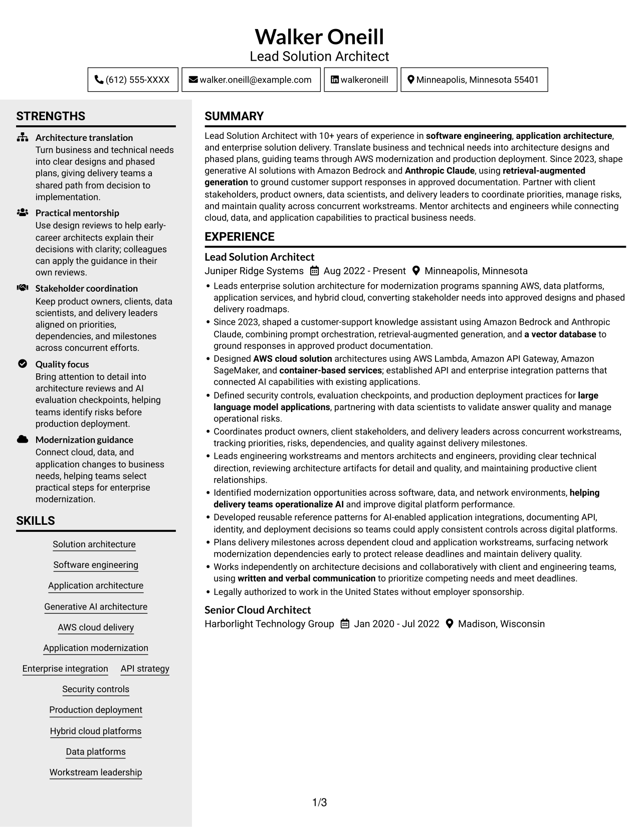 Resume example — page 1