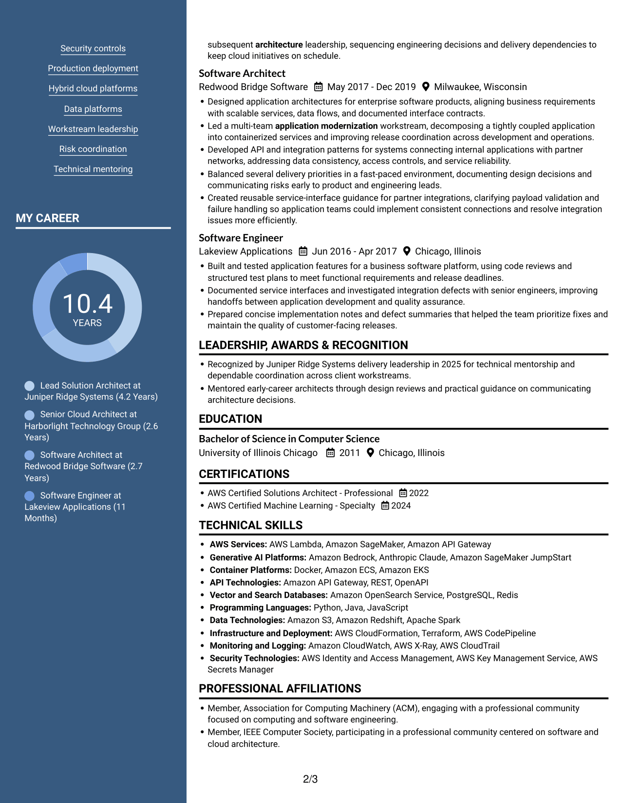 Resume example — page 2