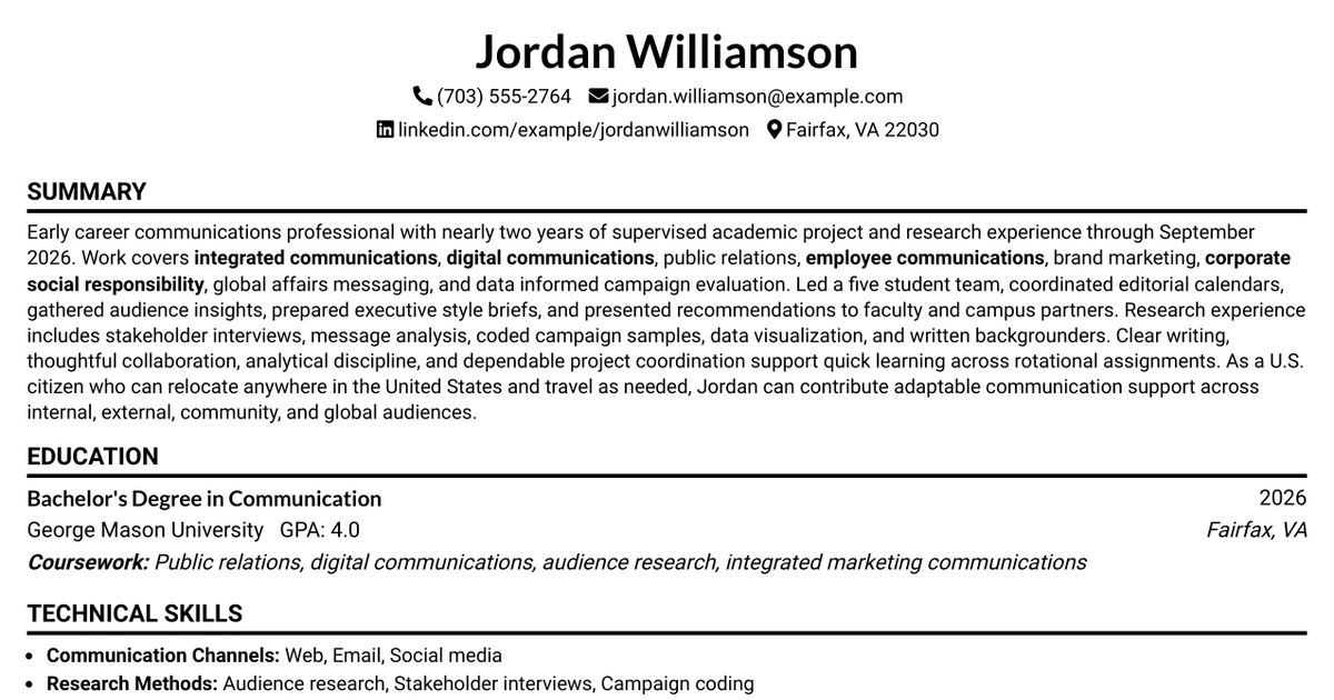 33 Leadership Development Program - Global Communications Rotations Resume Templates with Example 2026 (ATS-Optimized)