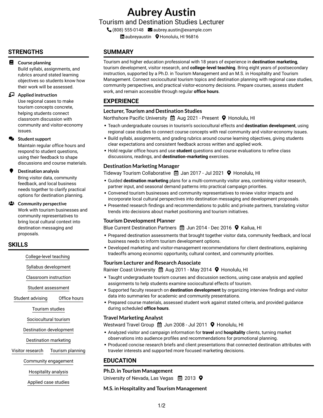 Resume example — page 1