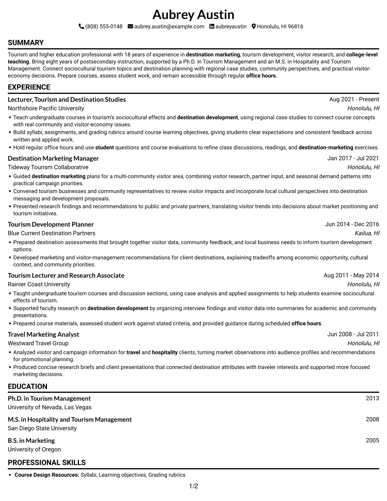 Resume example — page 1