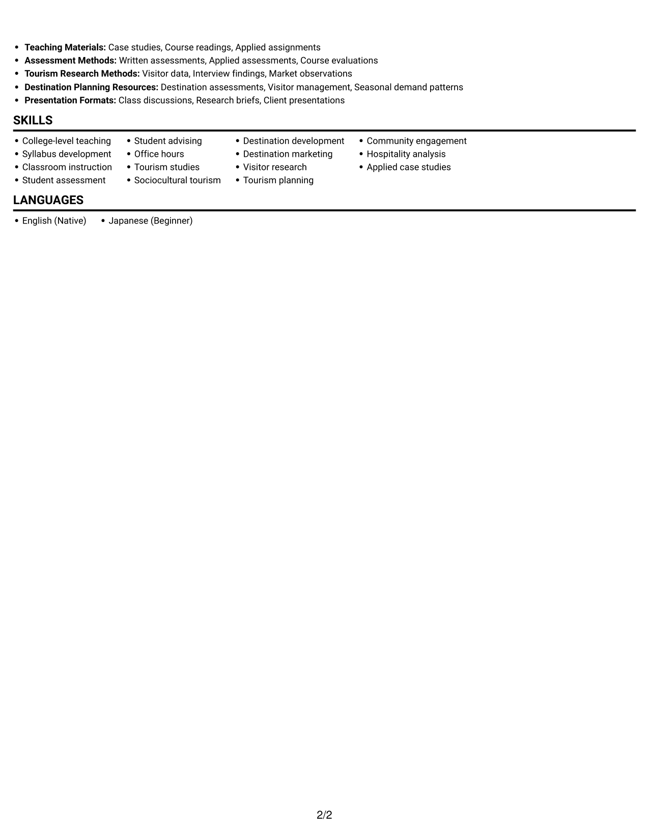 Resume example — page 2