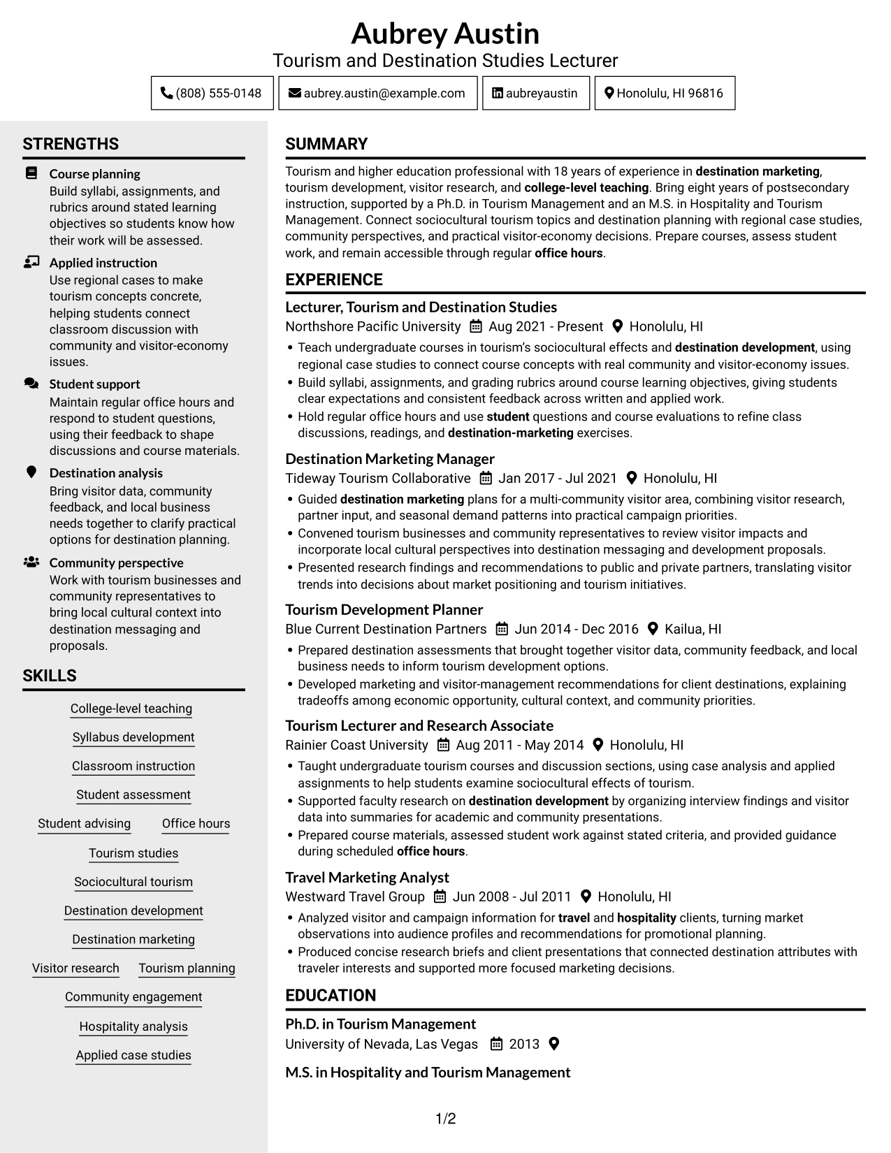 Resume example — page 1