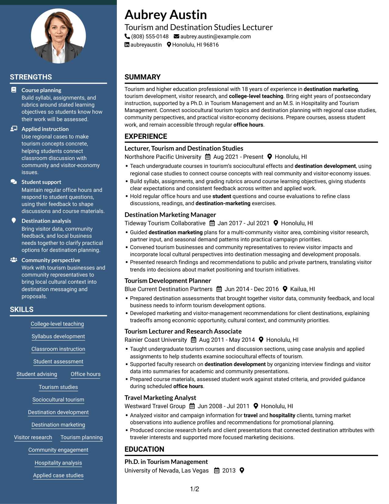 Resume example — page 1