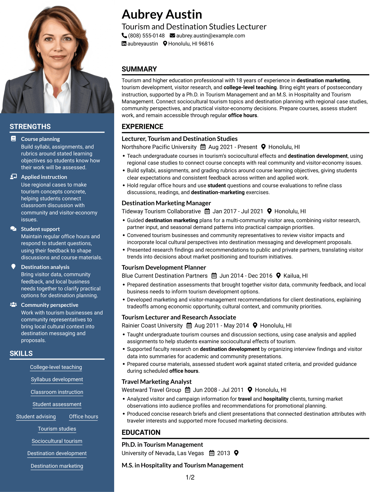Resume example — page 1