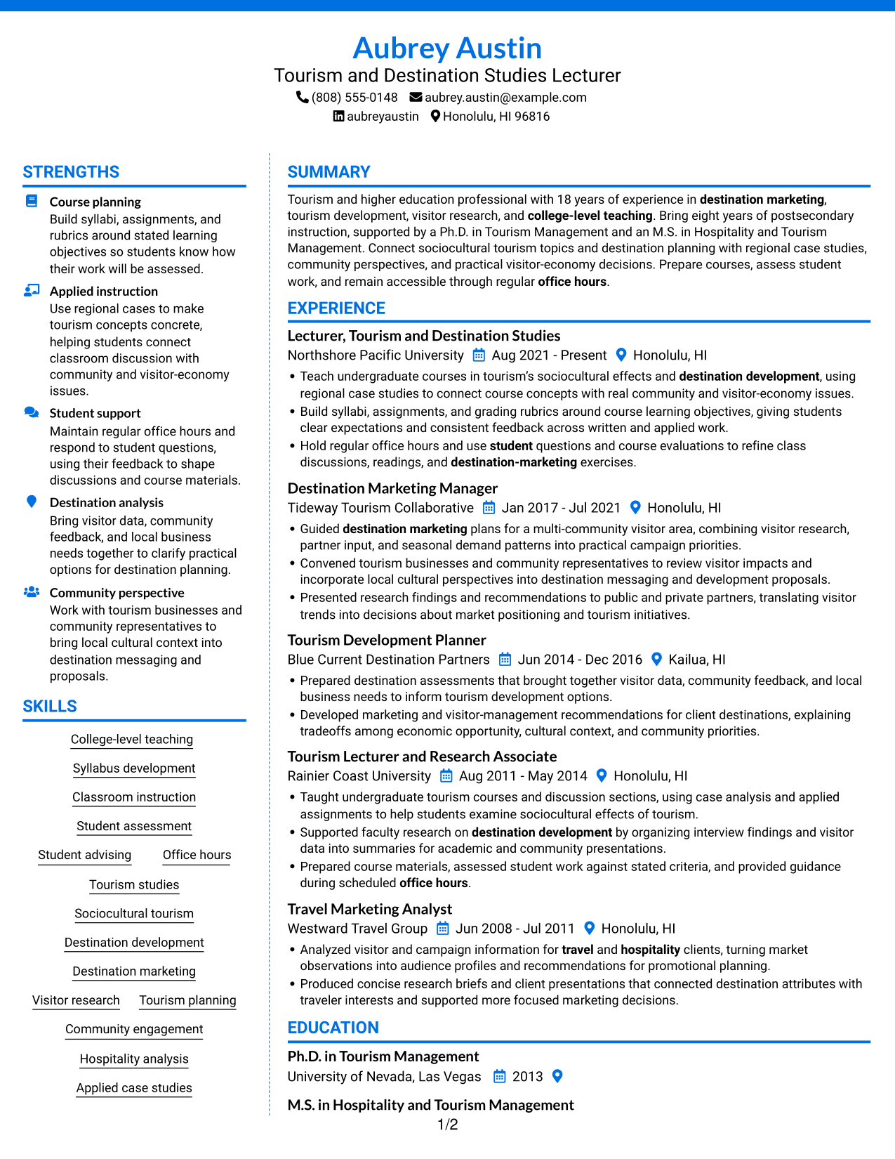 Resume example — page 1