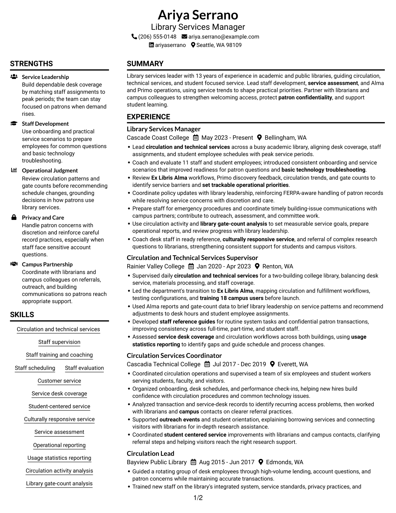 Resume example — page 1