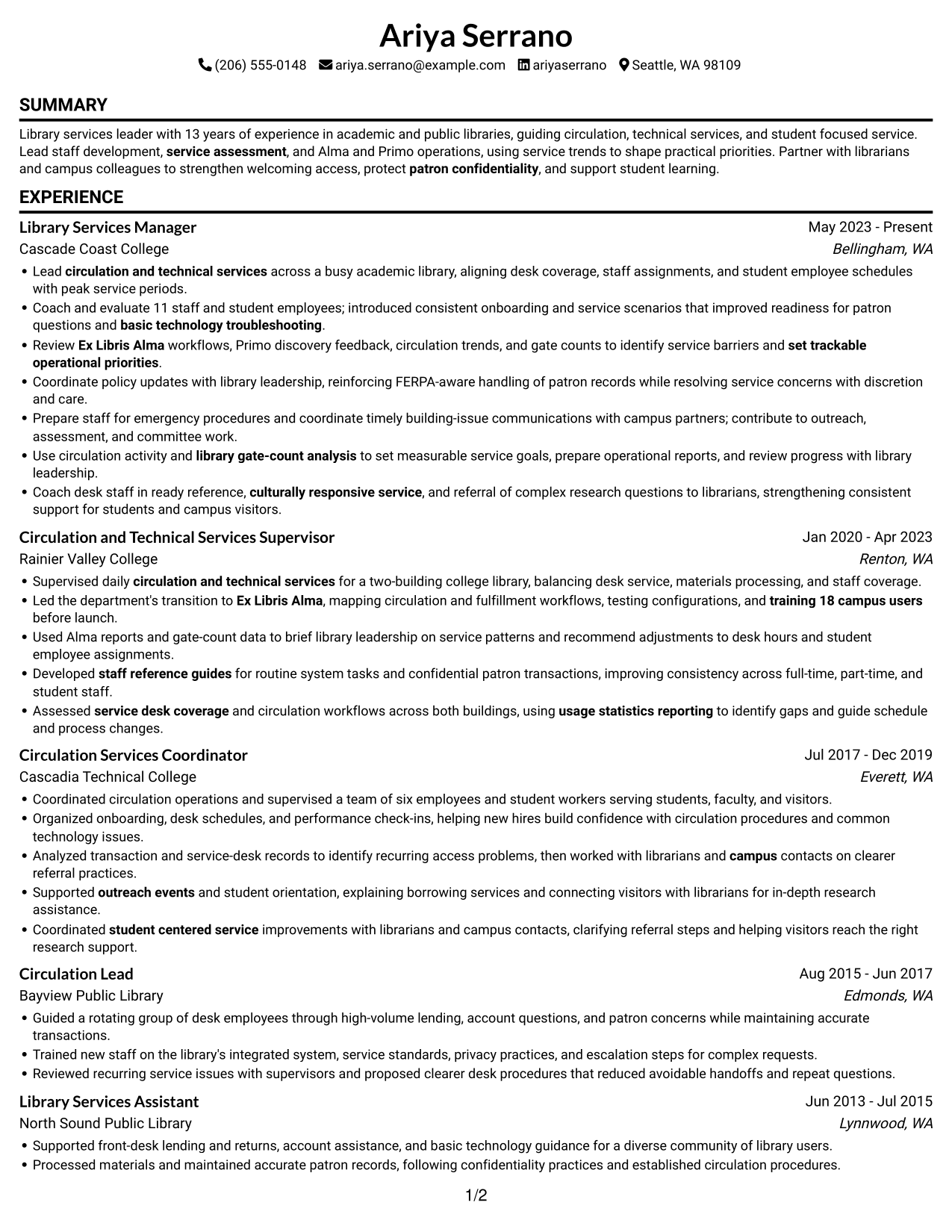 Resume example — page 1