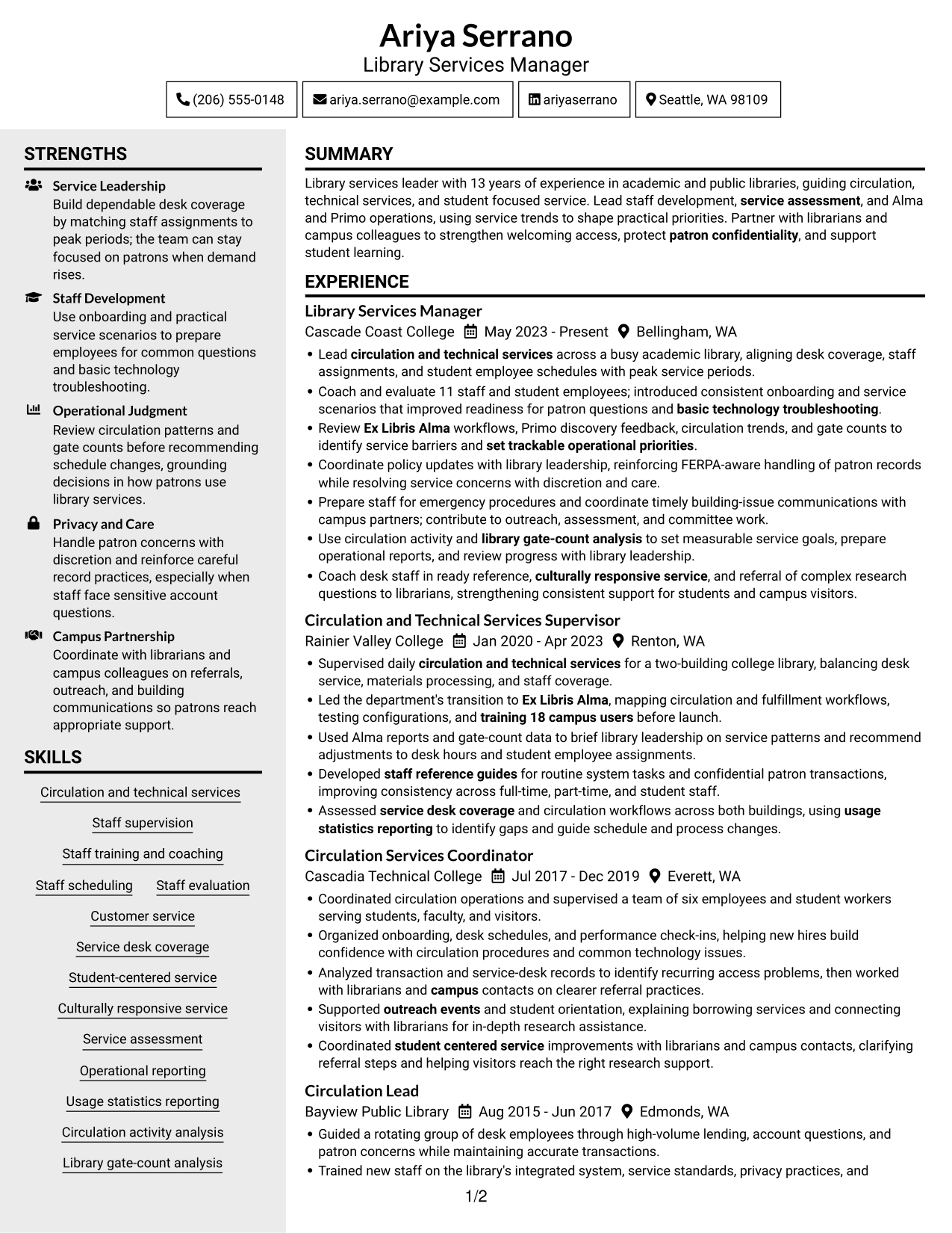 Resume example — page 1