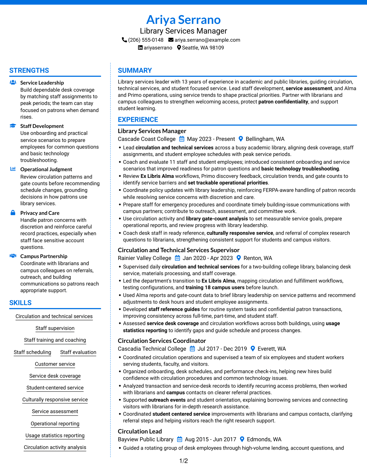 Resume example — page 1