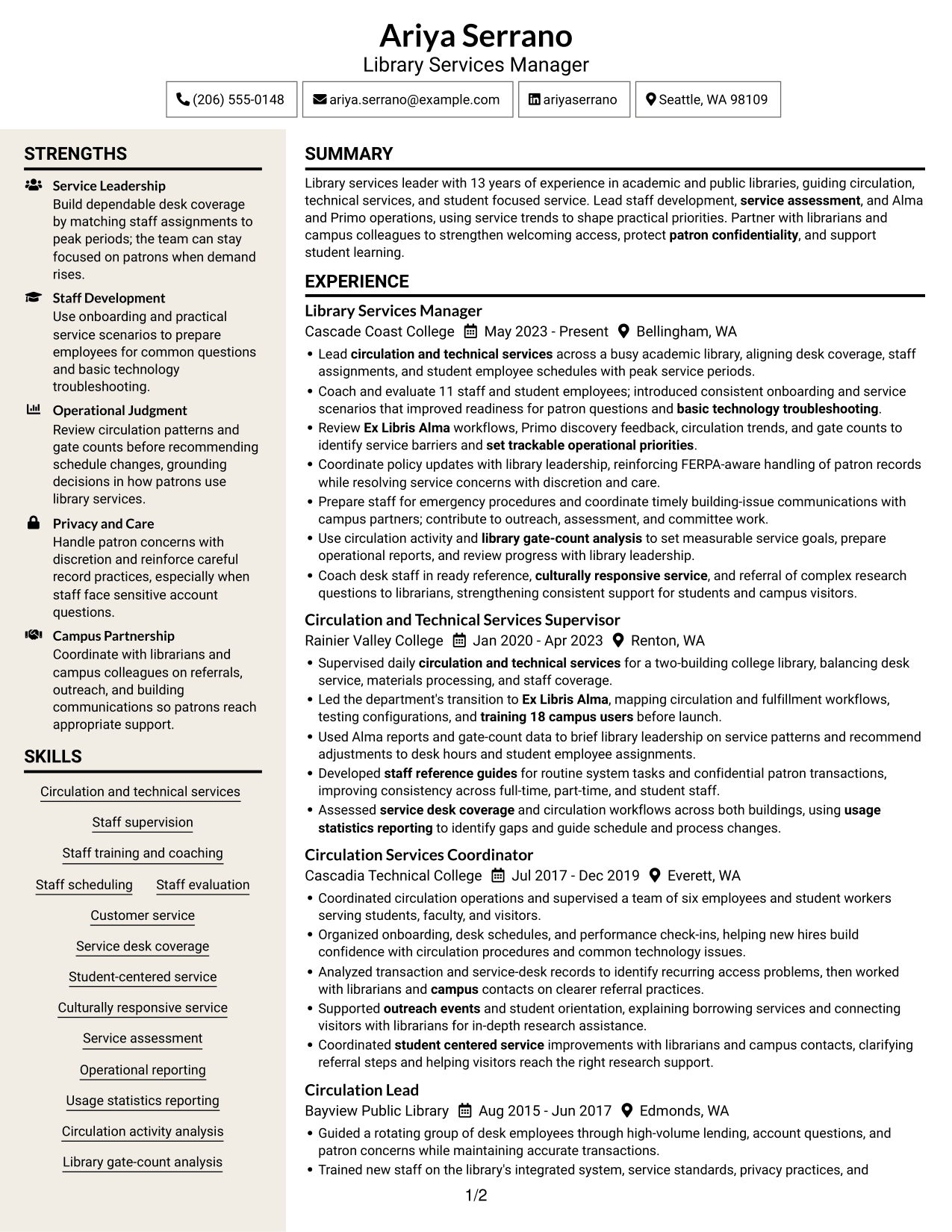 Resume example — page 1