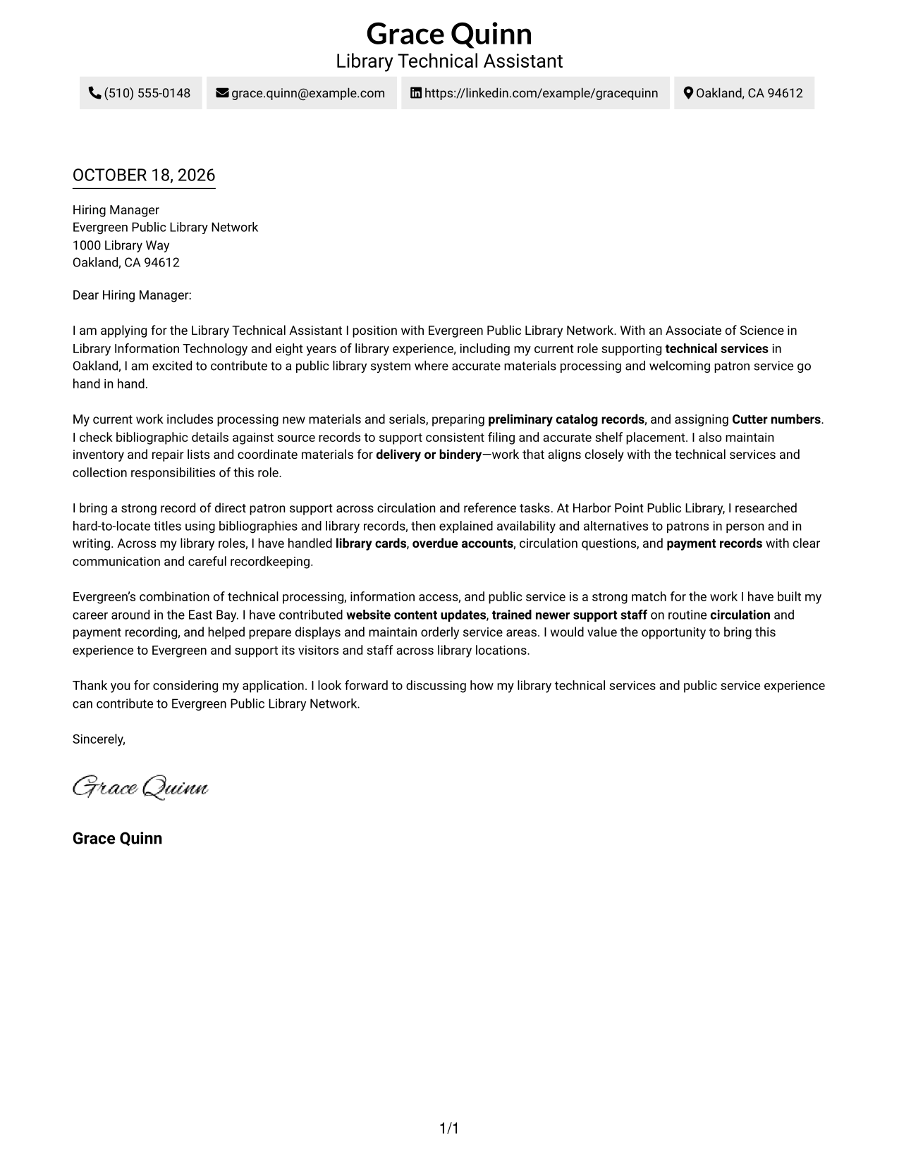 Cover letter example — page 1