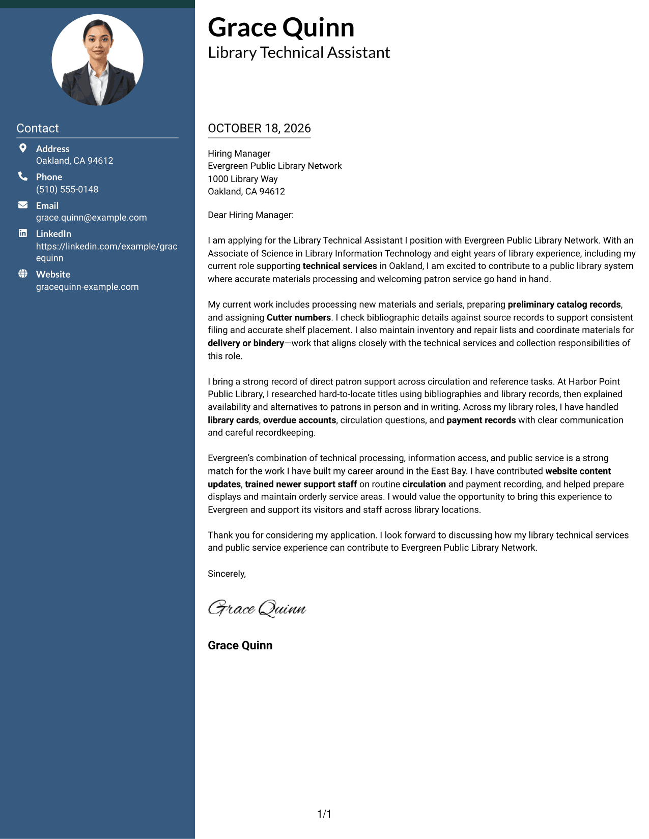 Cover letter example — page 1