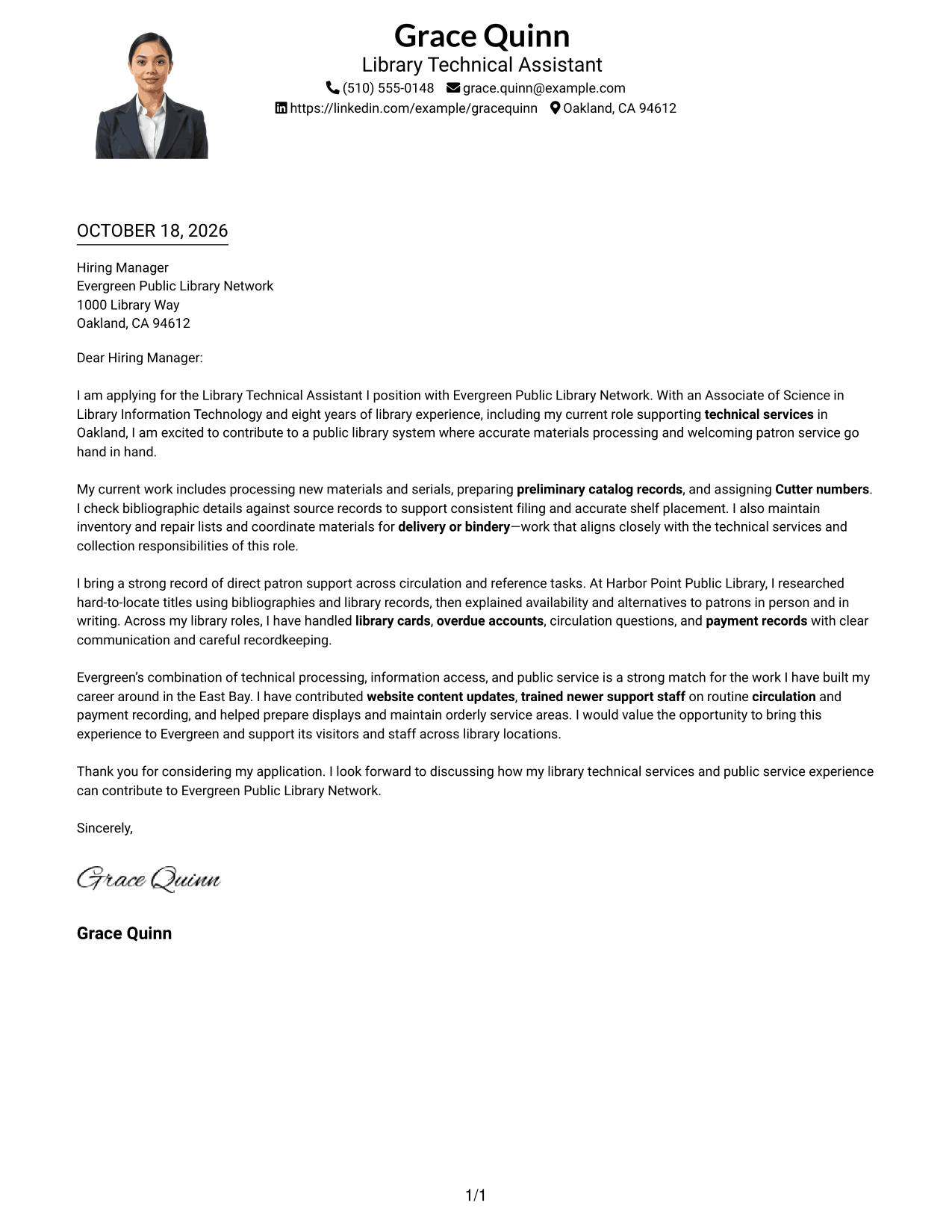 Cover letter example — page 1