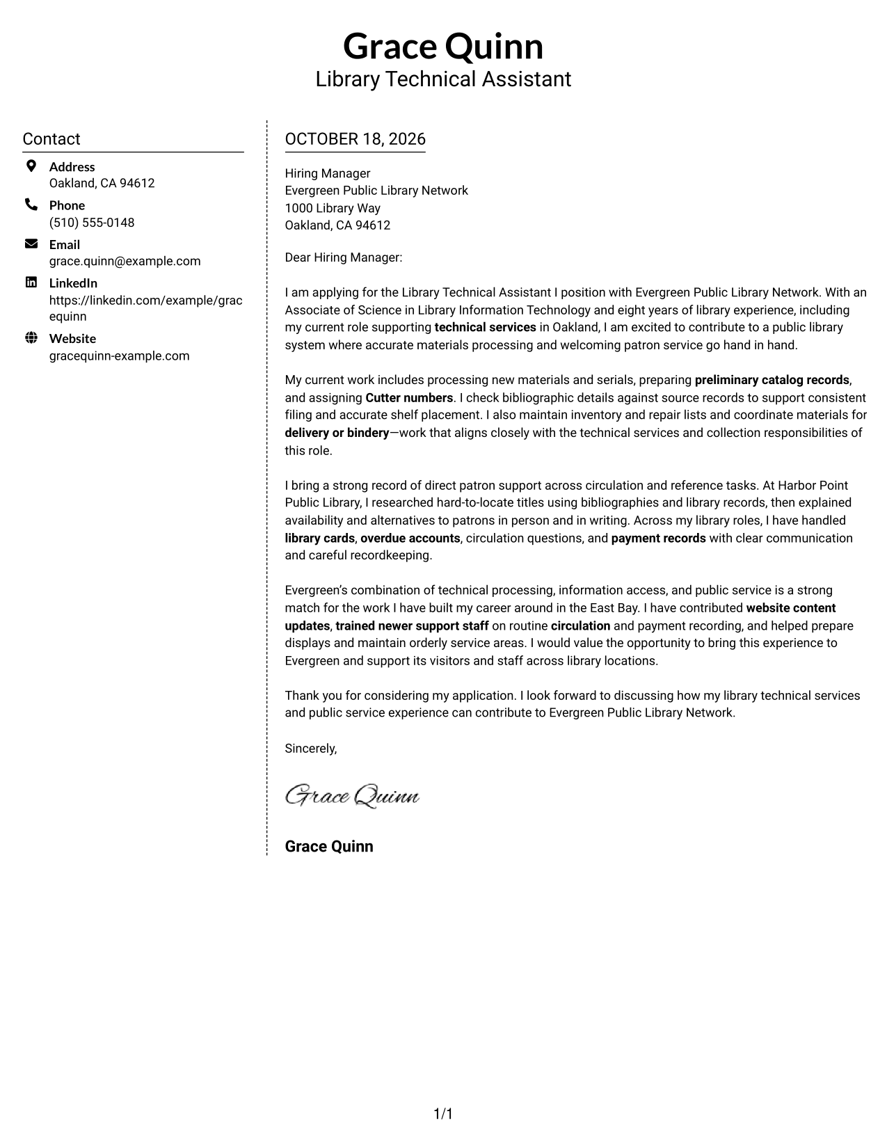 Cover letter example — page 1