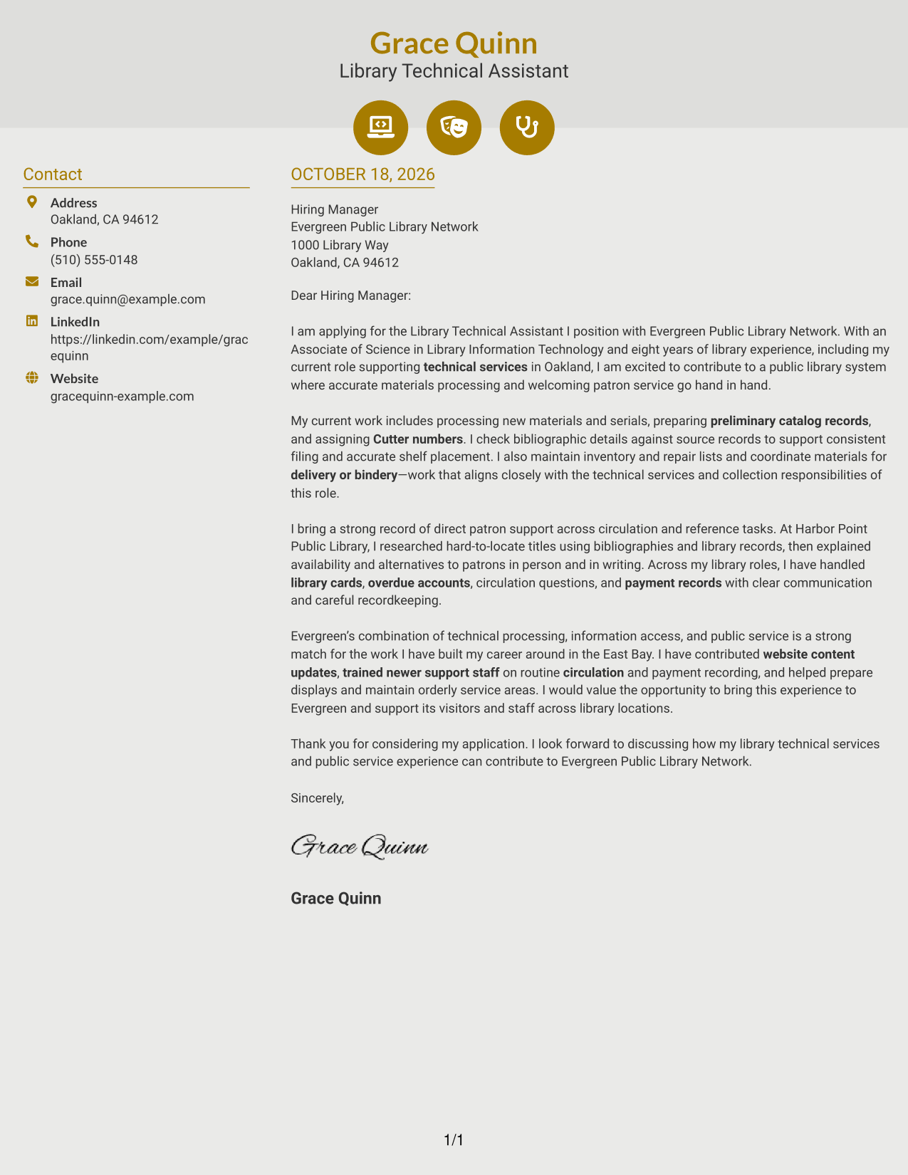 Cover letter example — page 1