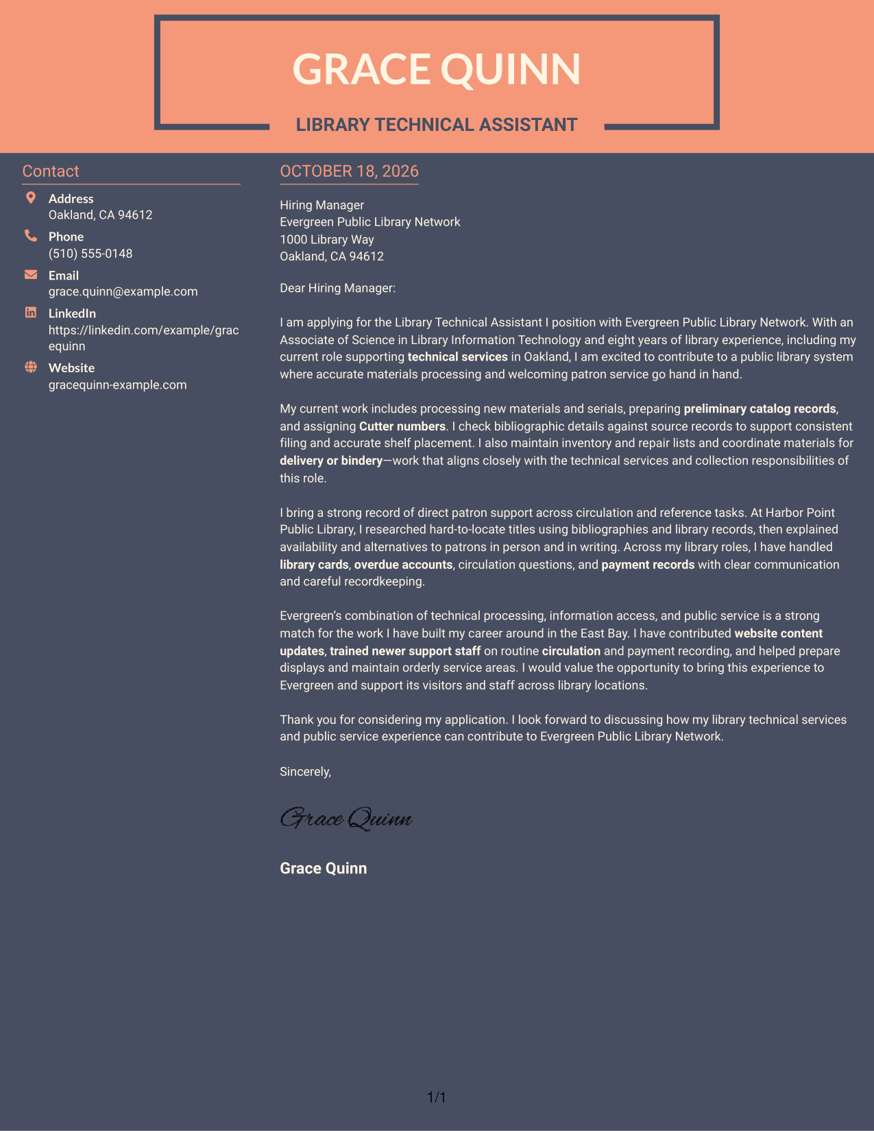 Cover letter example — page 1