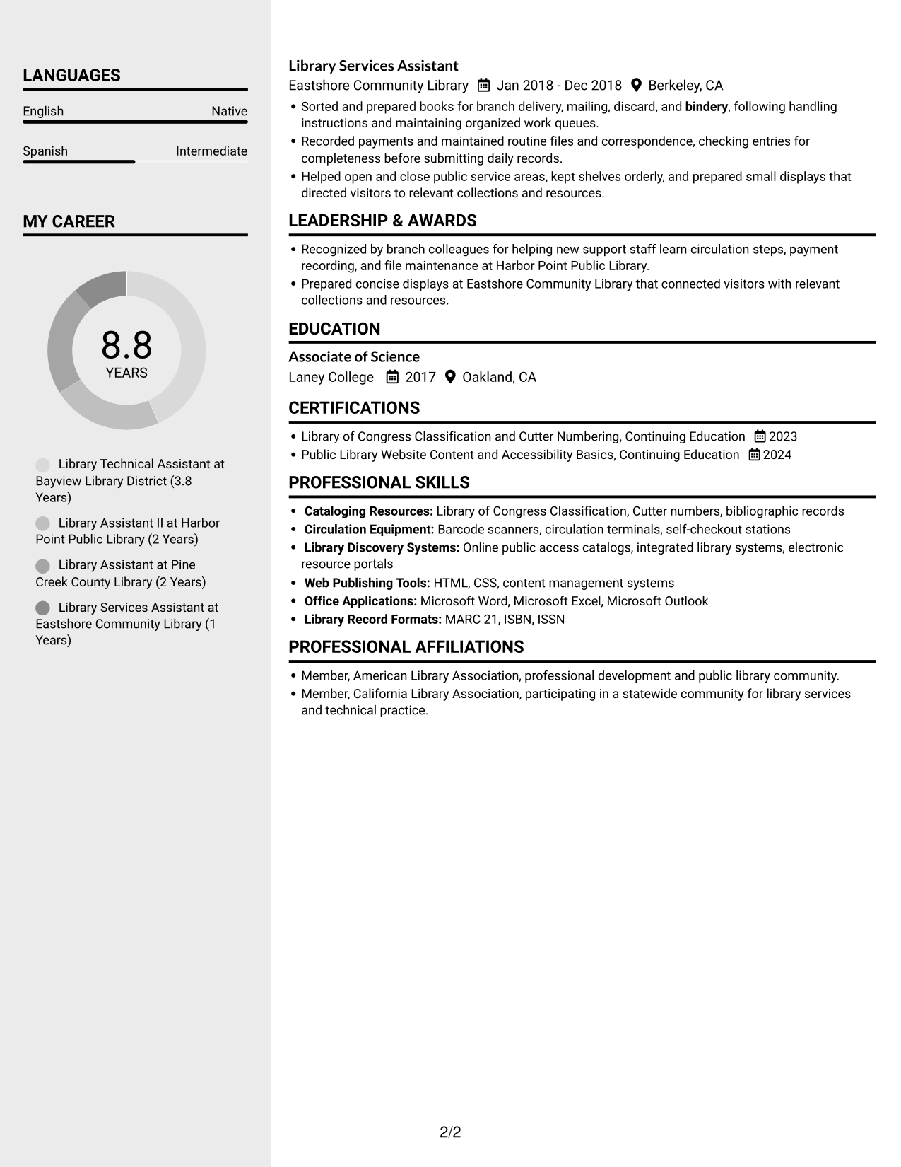 Resume example — page 2
