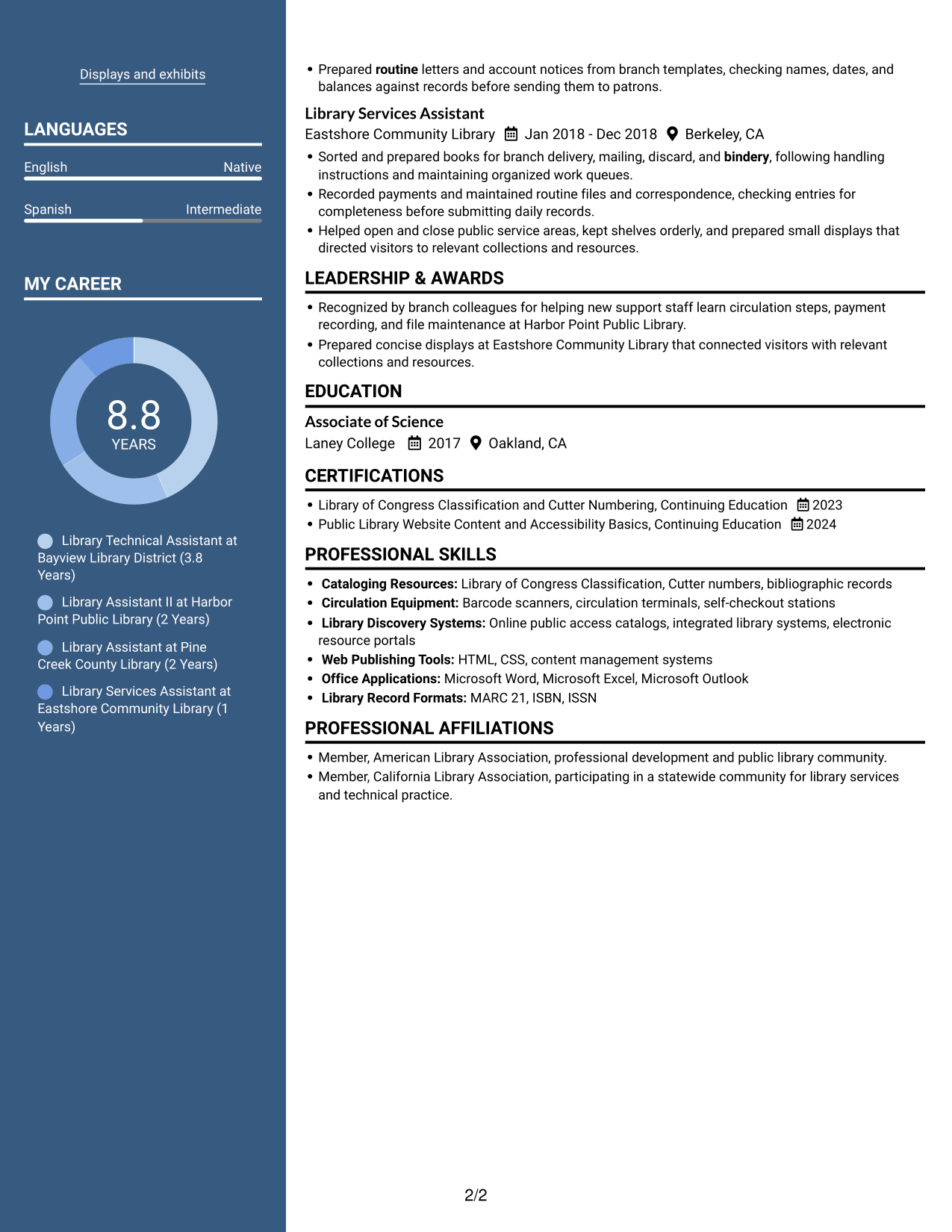 Resume example — page 2